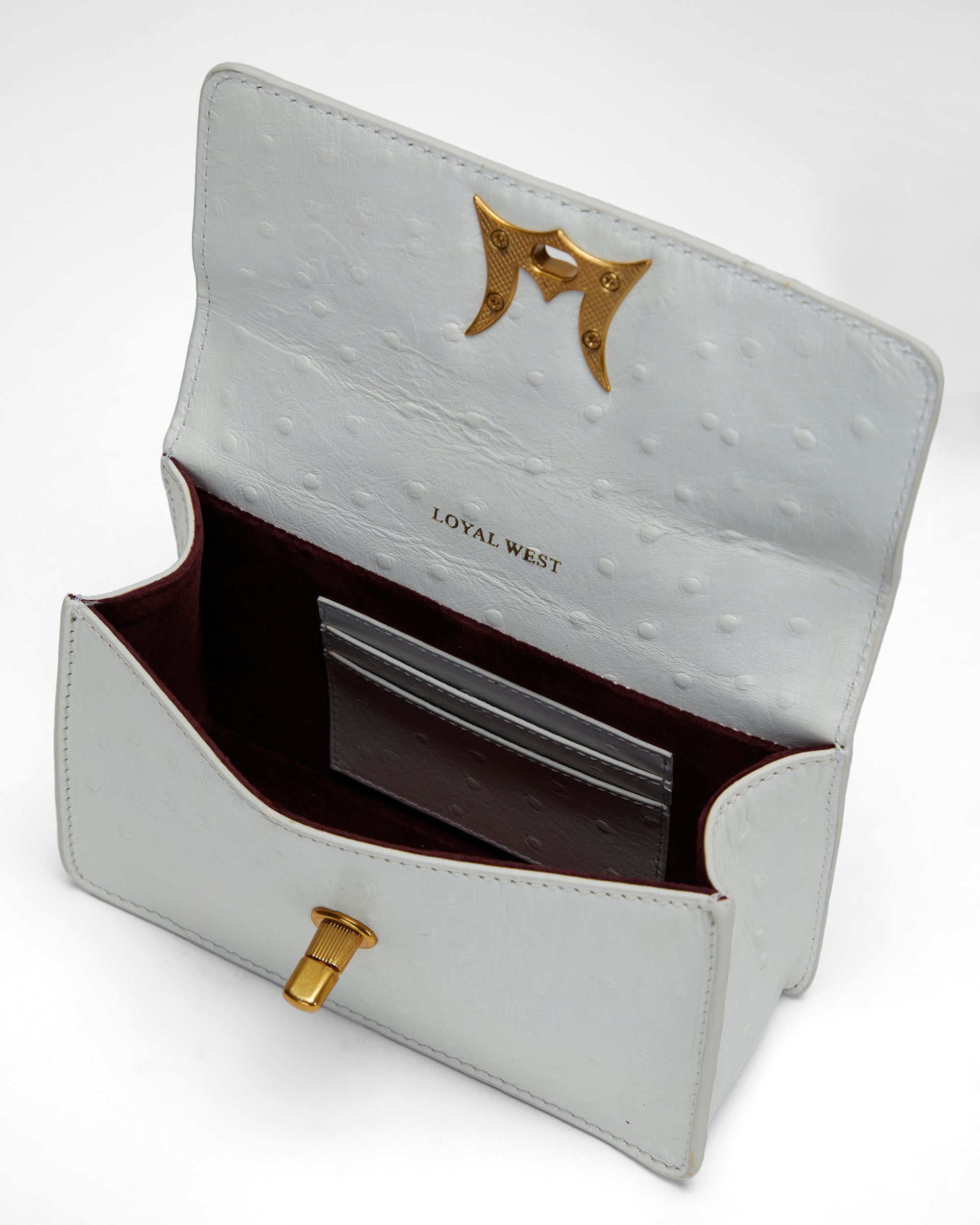 Loyal West Valencia Ostrich Leather Bag - White
