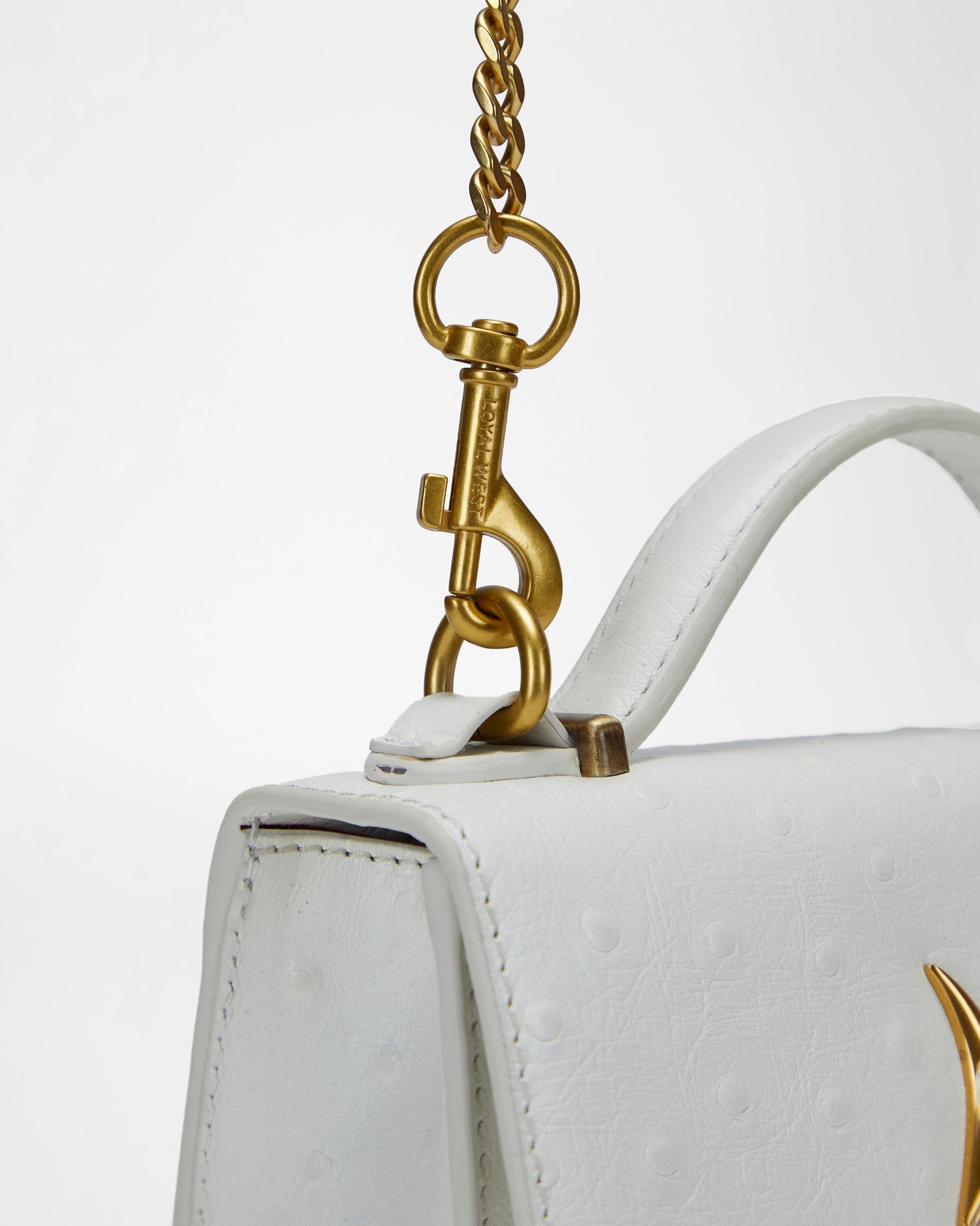 Loyal West Valencia Ostrich Leather Bag - White