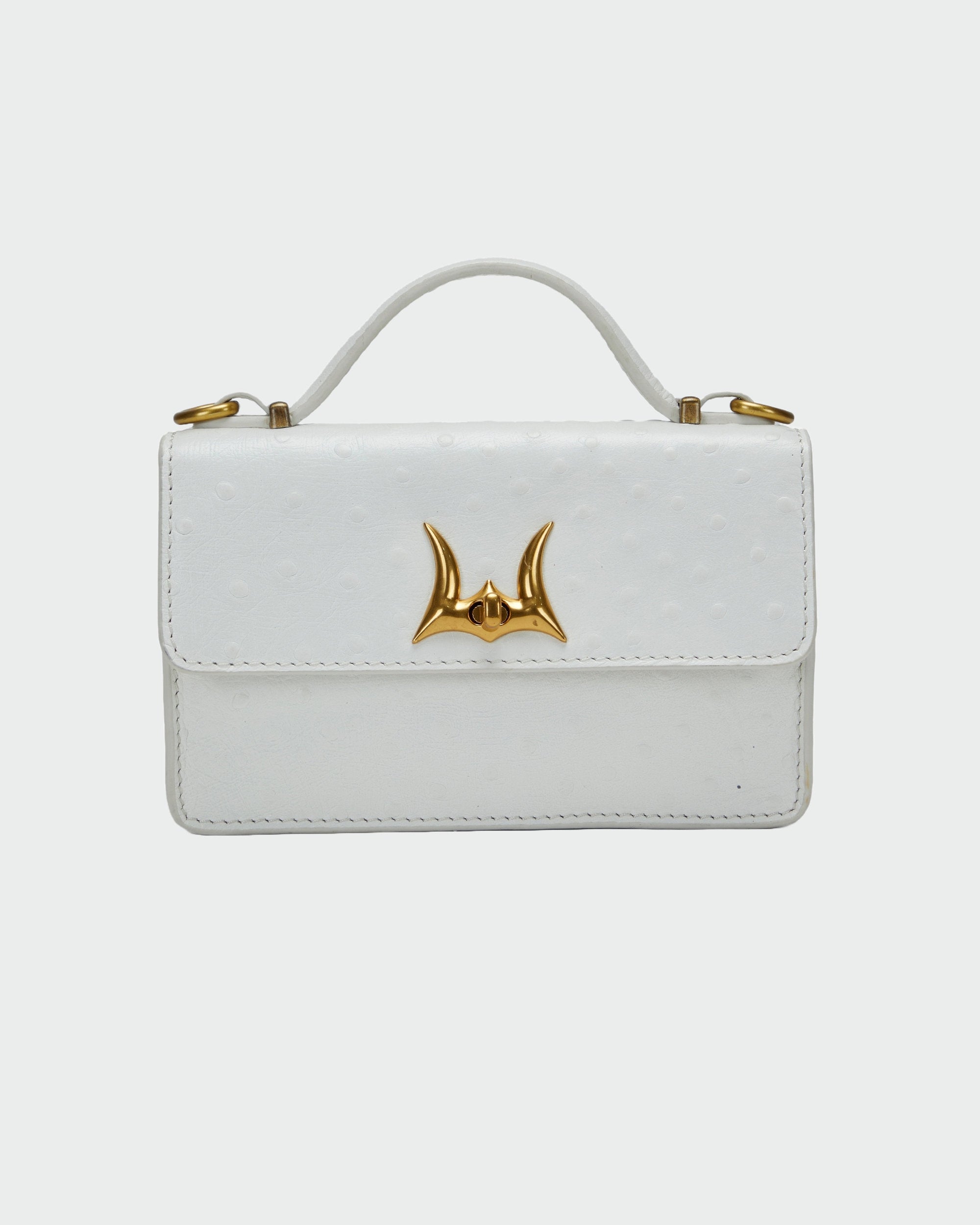 Loyal West Valencia Ostrich Leather Bag - White