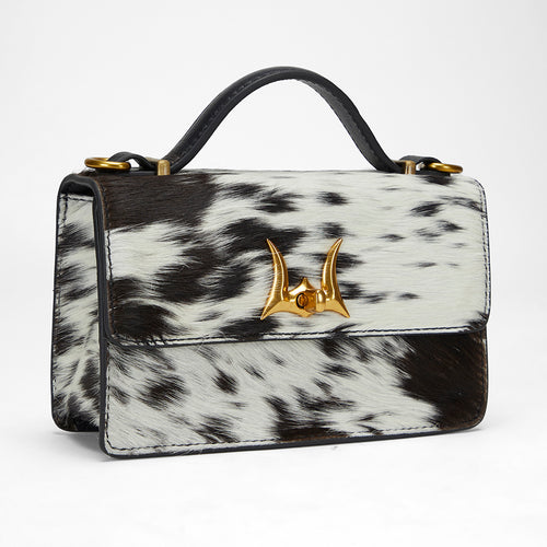 Loyal West Valencia Leather Bag - Black & White Cowhide