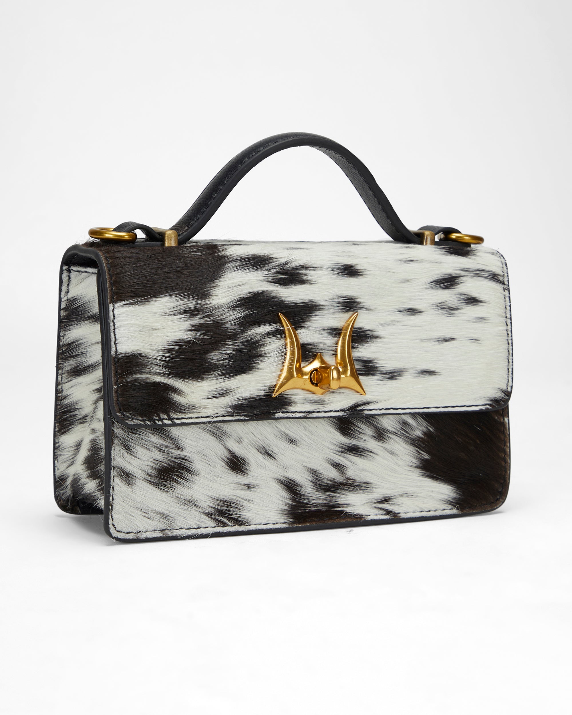 Loyal West Valencia Leather Bag - Black & White Cowhide