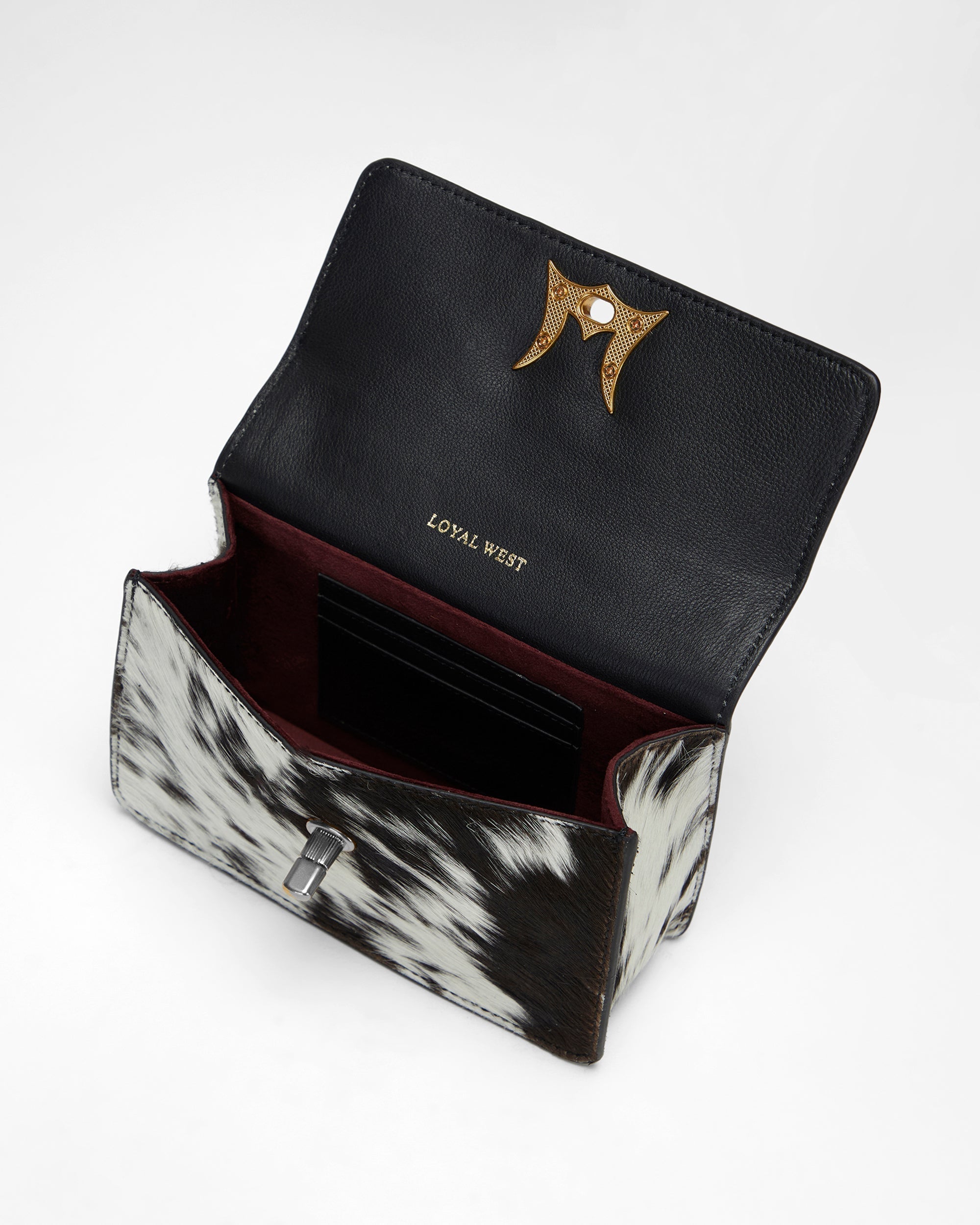 Loyal West Valencia Leather Bag - Black & White Cowhide