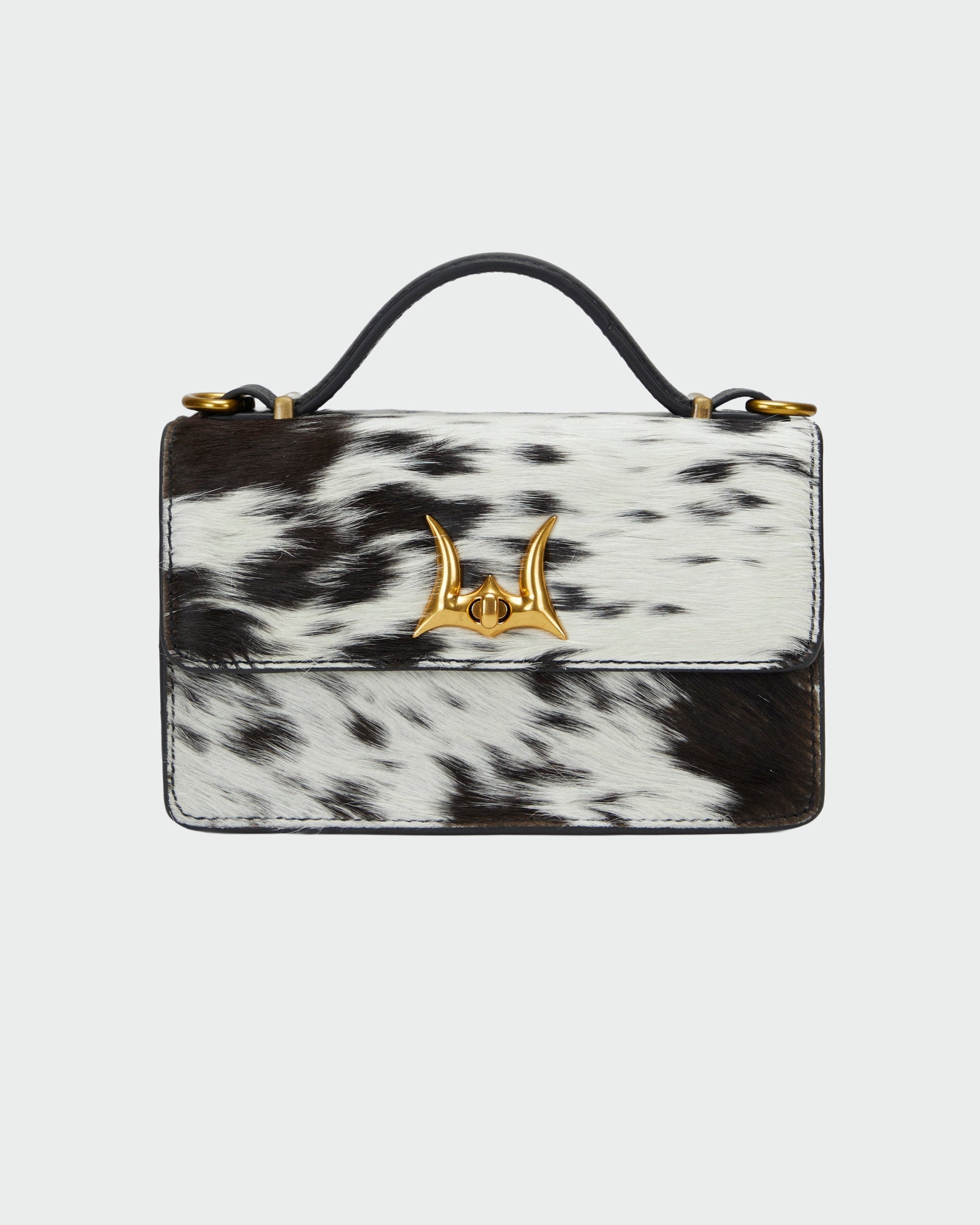 Loyal West Valencia Leather Bag - Black & White Cowhide