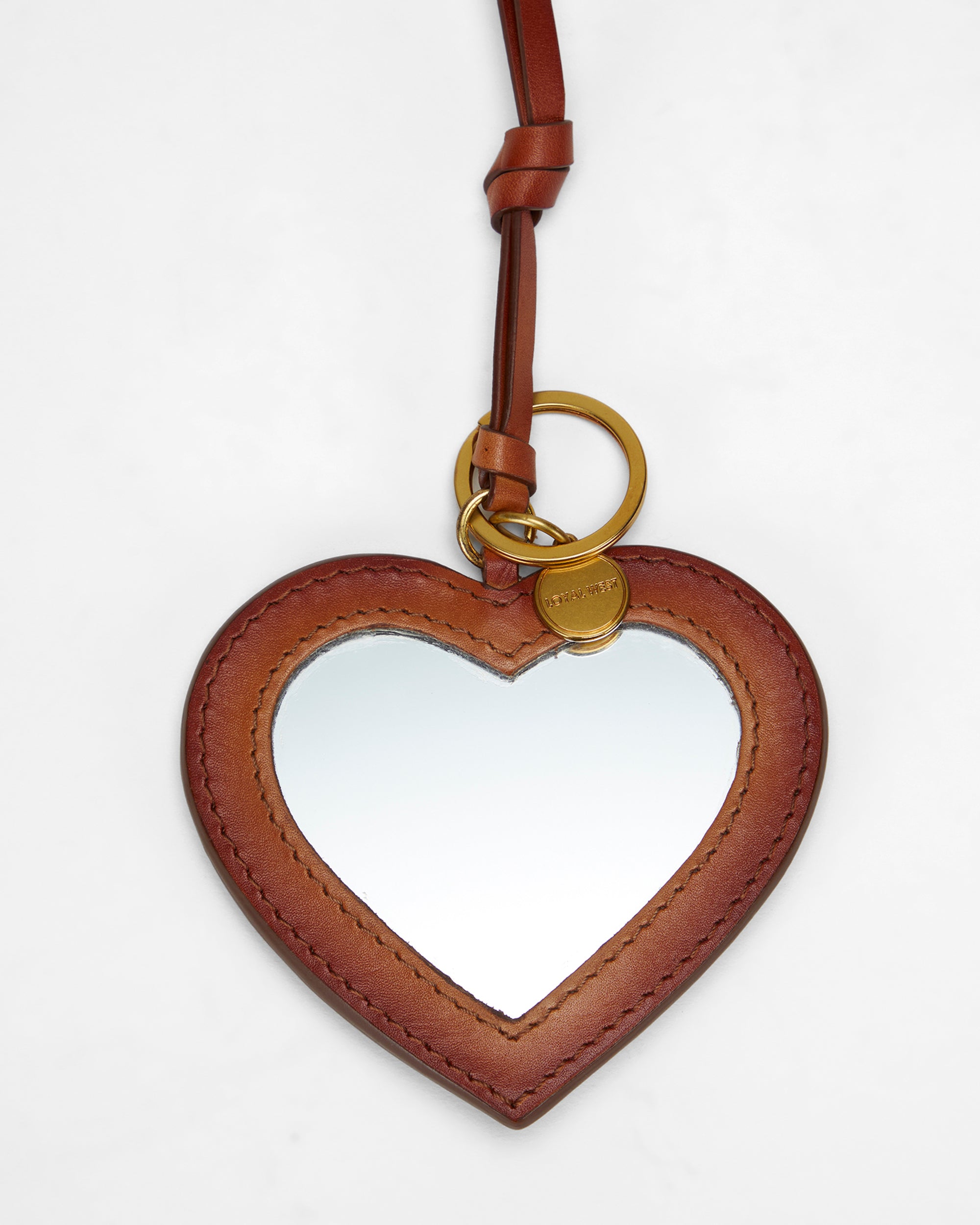 Loyal West Heart Shape Bag Charm In Handtooled Leather