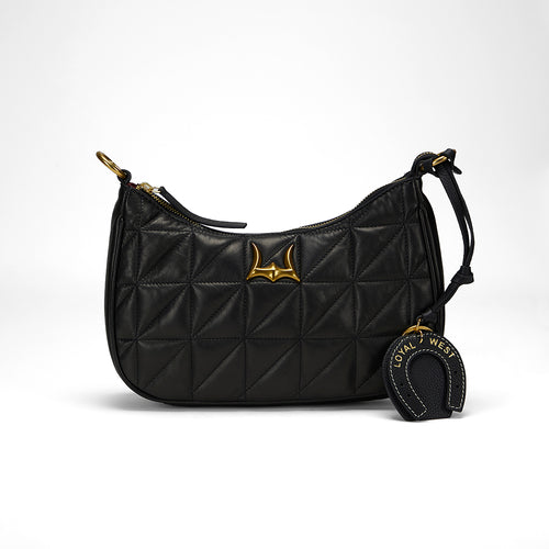 Loyal West Horse Shoe Bag Charm In Calf Leather - Black