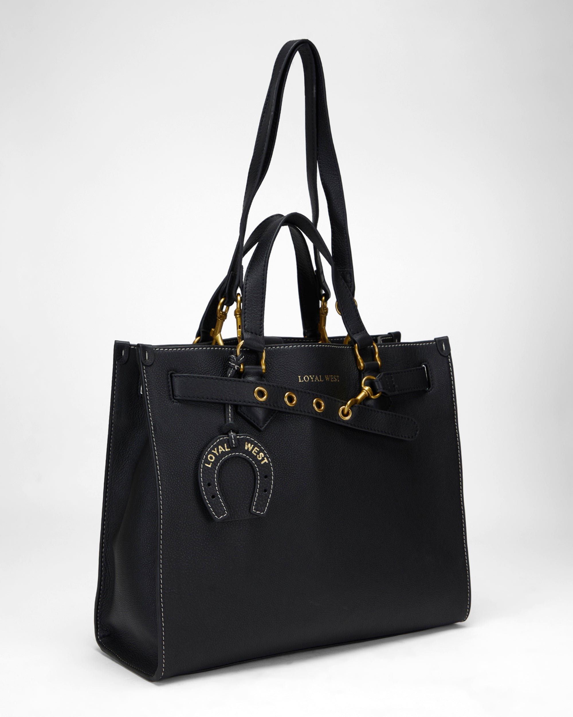 Loyal West Standard Medium Tote Bag In Calfskin - Black