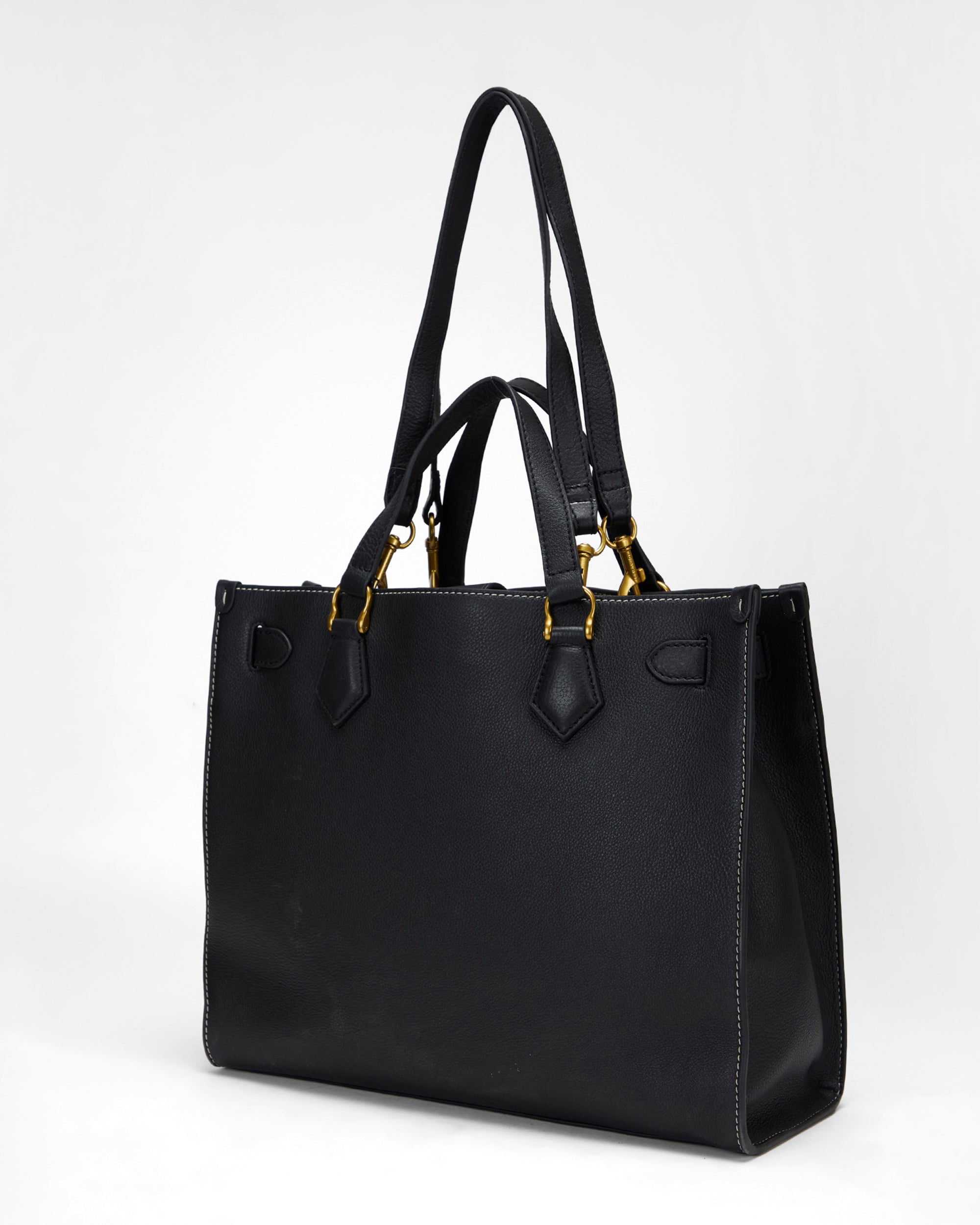 Loyal West Standard Medium Tote Bag In Calfskin - Black