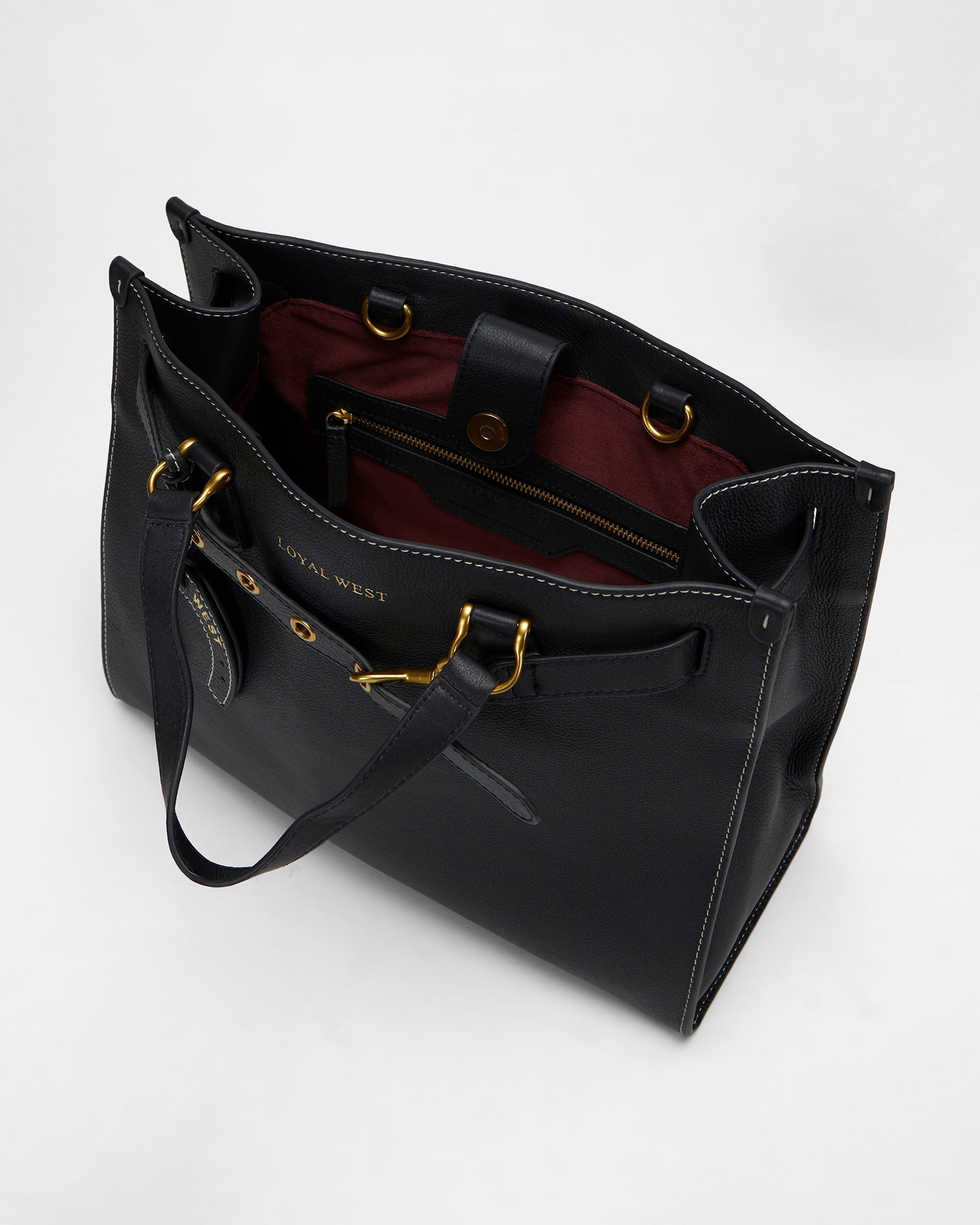 Loyal West Standard Medium Tote Bag In Calfskin - Black