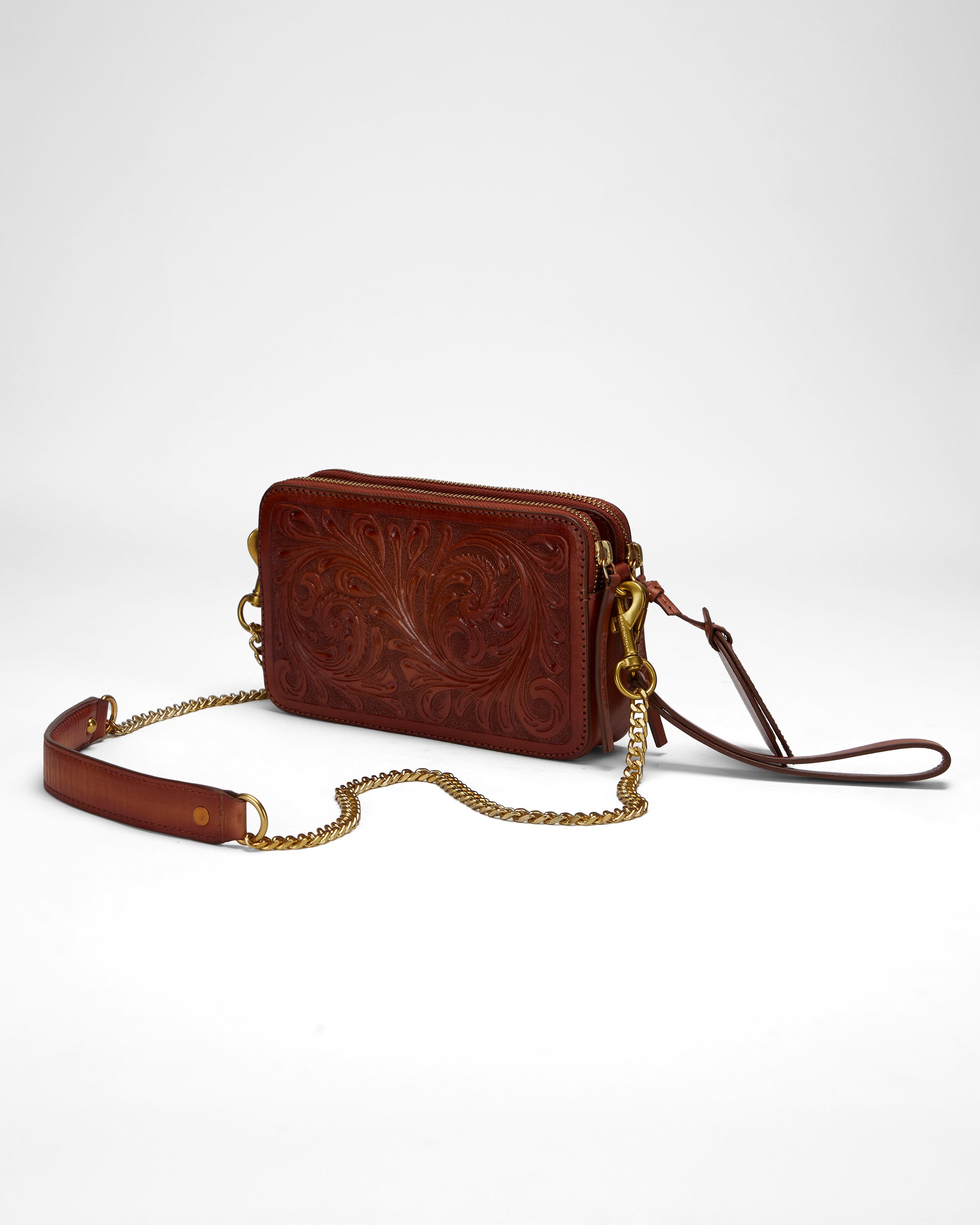 Loyal West Shell Mini Purse In Handtooled Leather