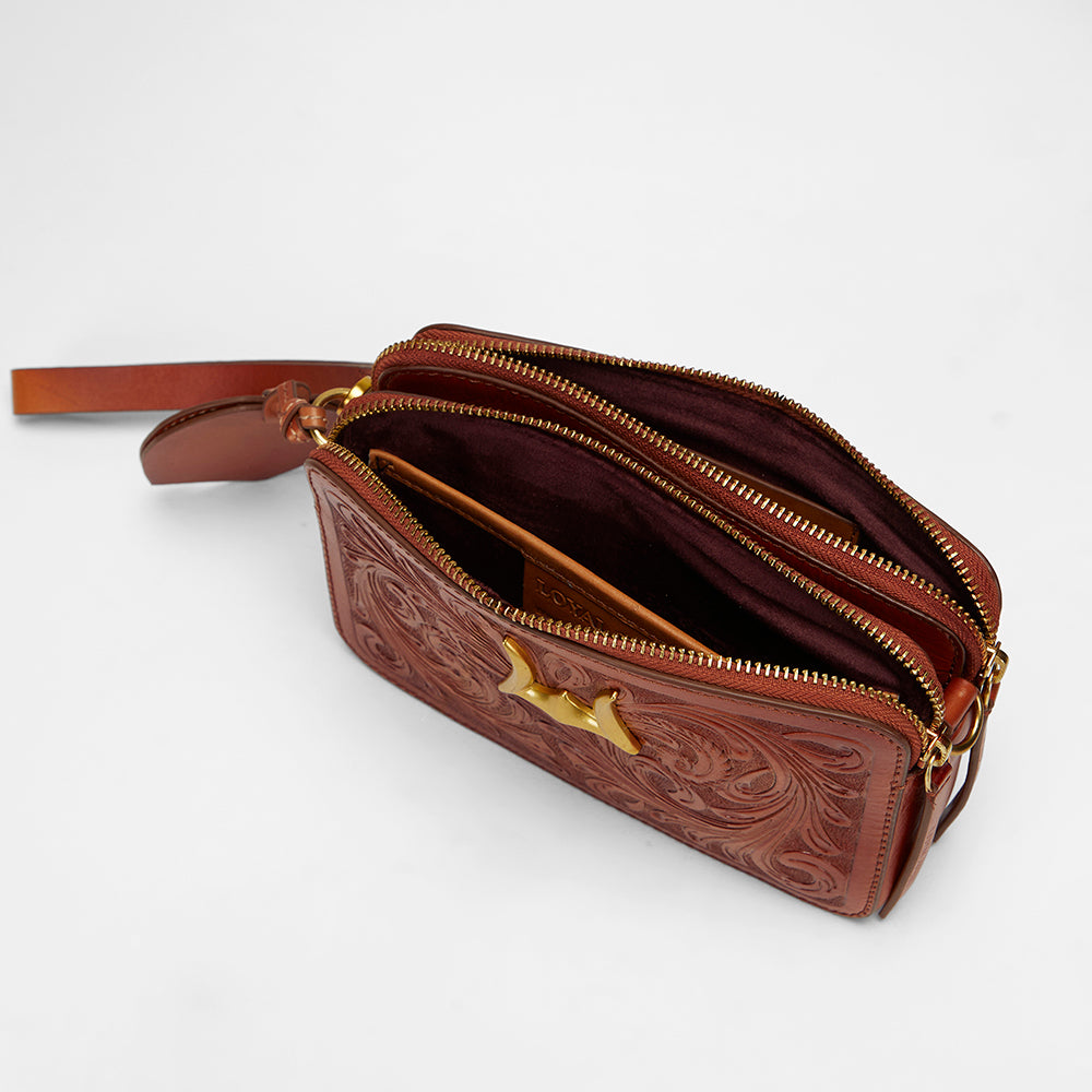 Loyal West Shell Mini Purse In Handtooled Leather