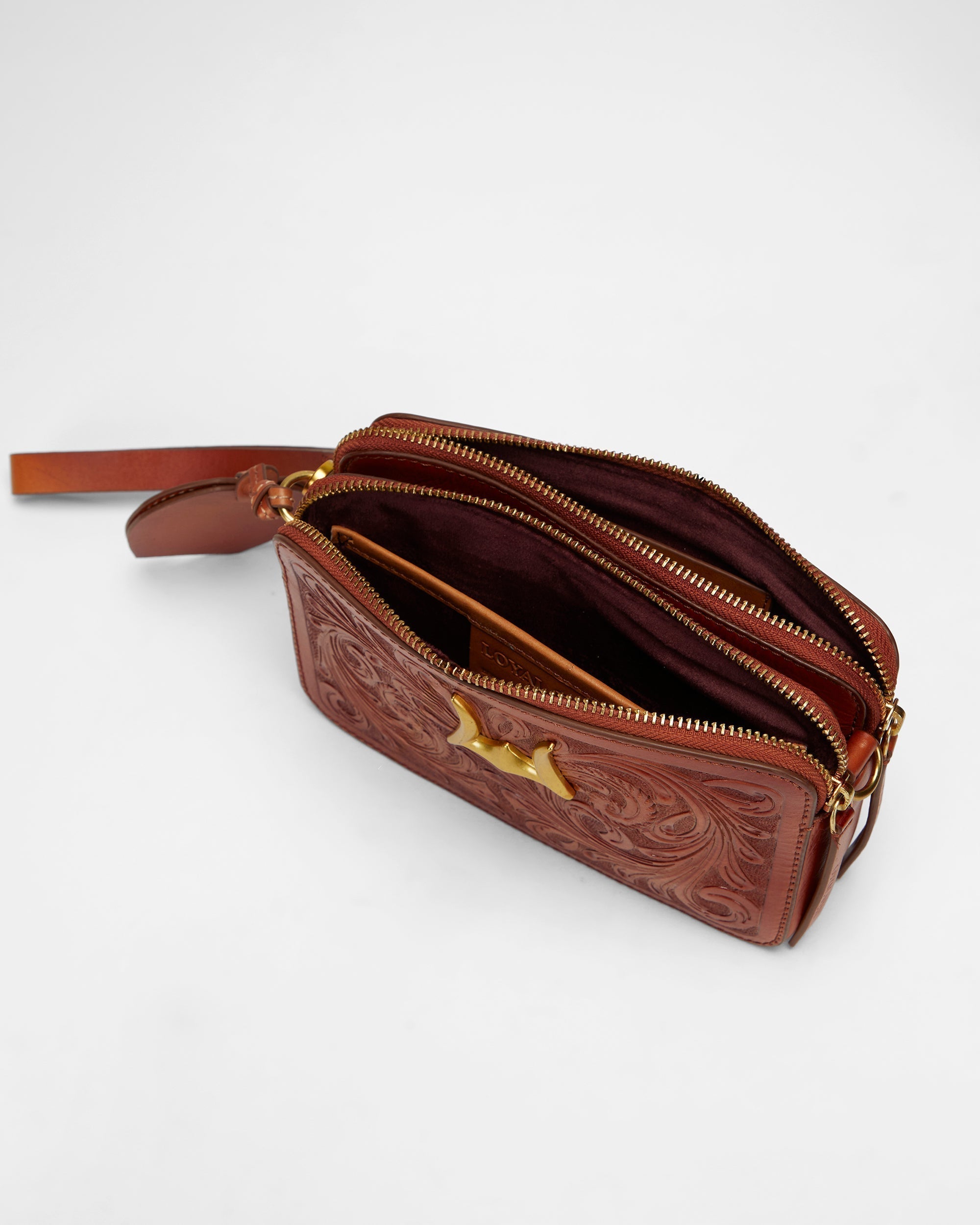 Loyal West Shell Mini Purse In Handtooled Leather
