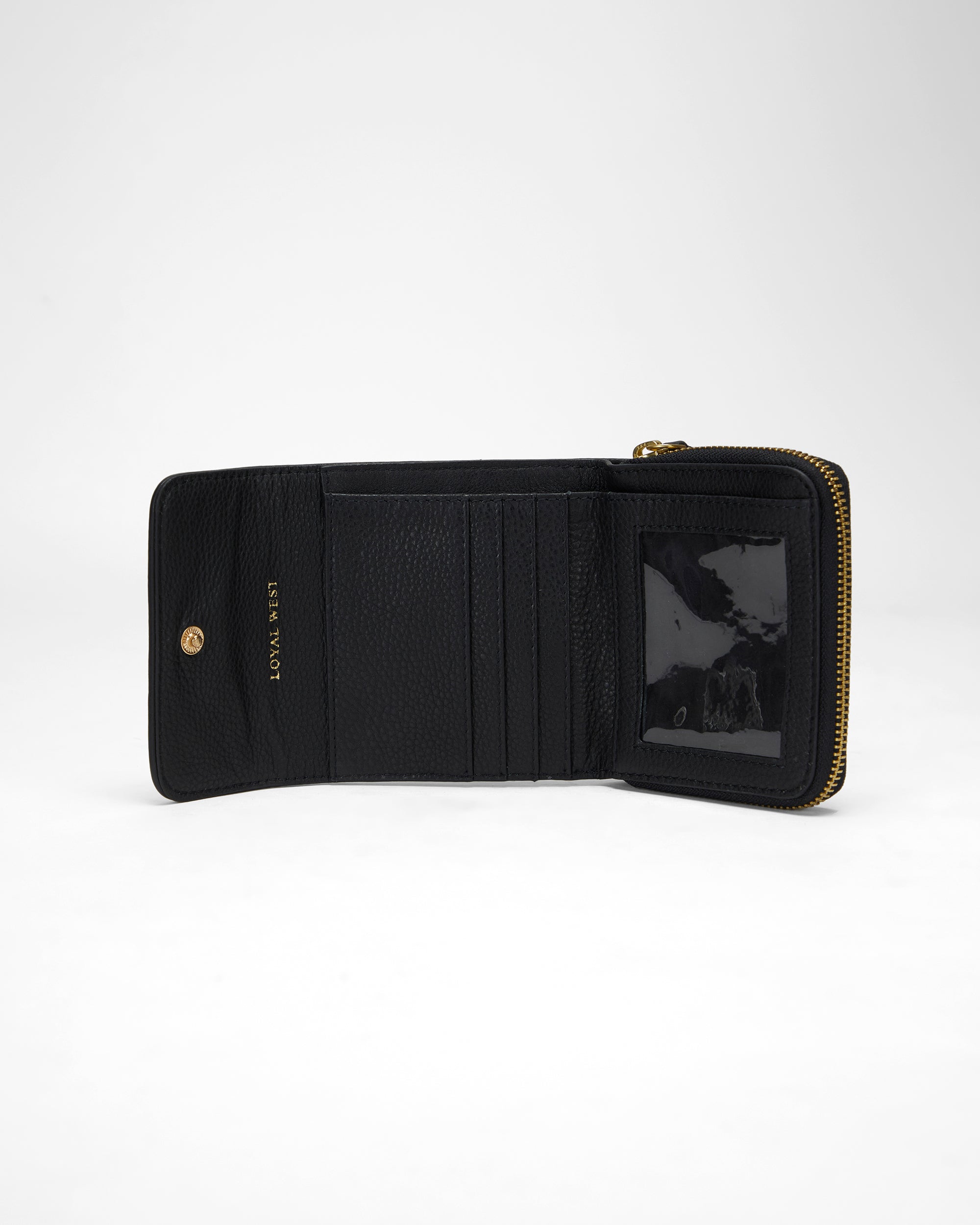 Loyal West Sophia Card Holder In Black & White Cowhide