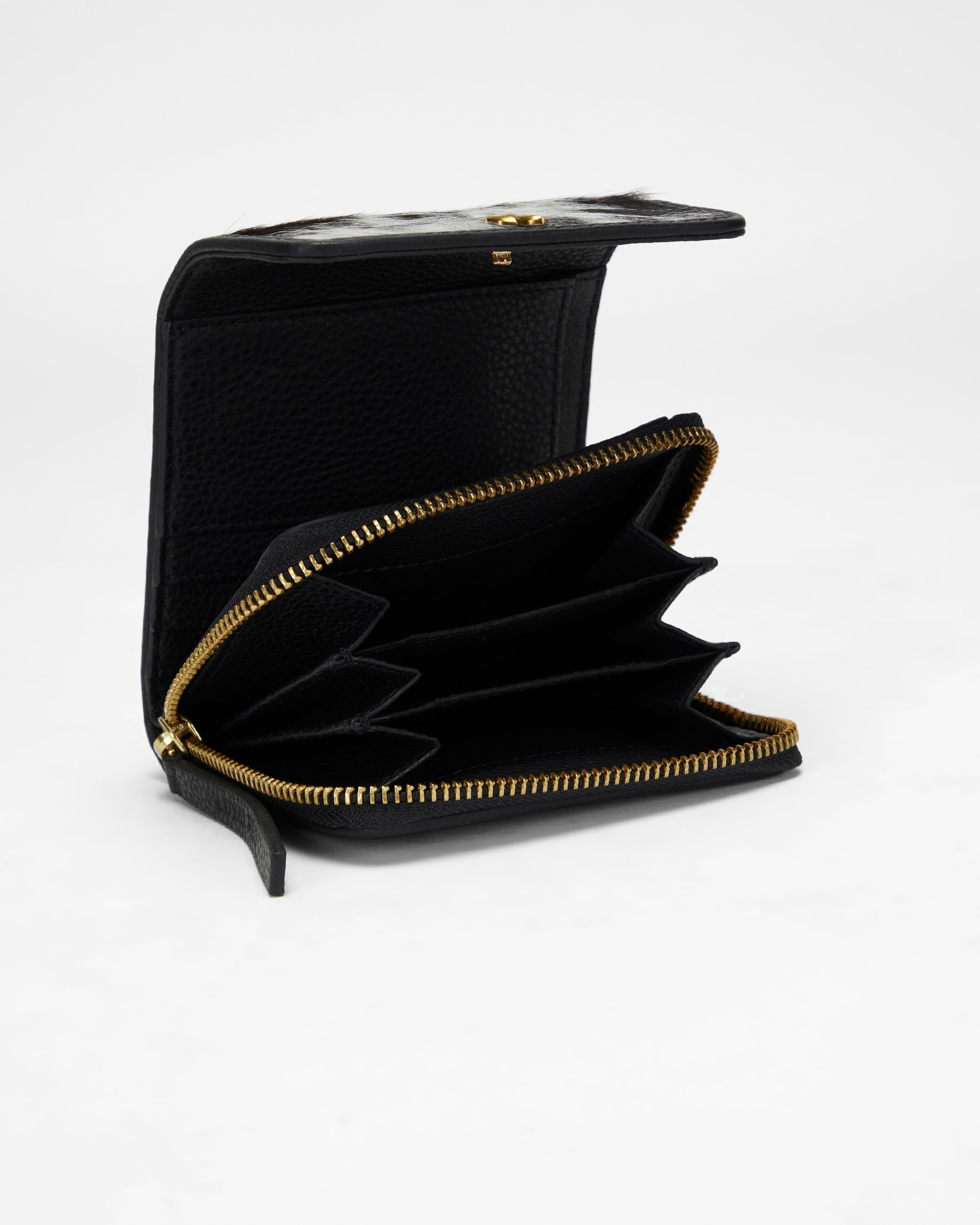 Loyal West Sophia Card Holder In Black & White Cowhide