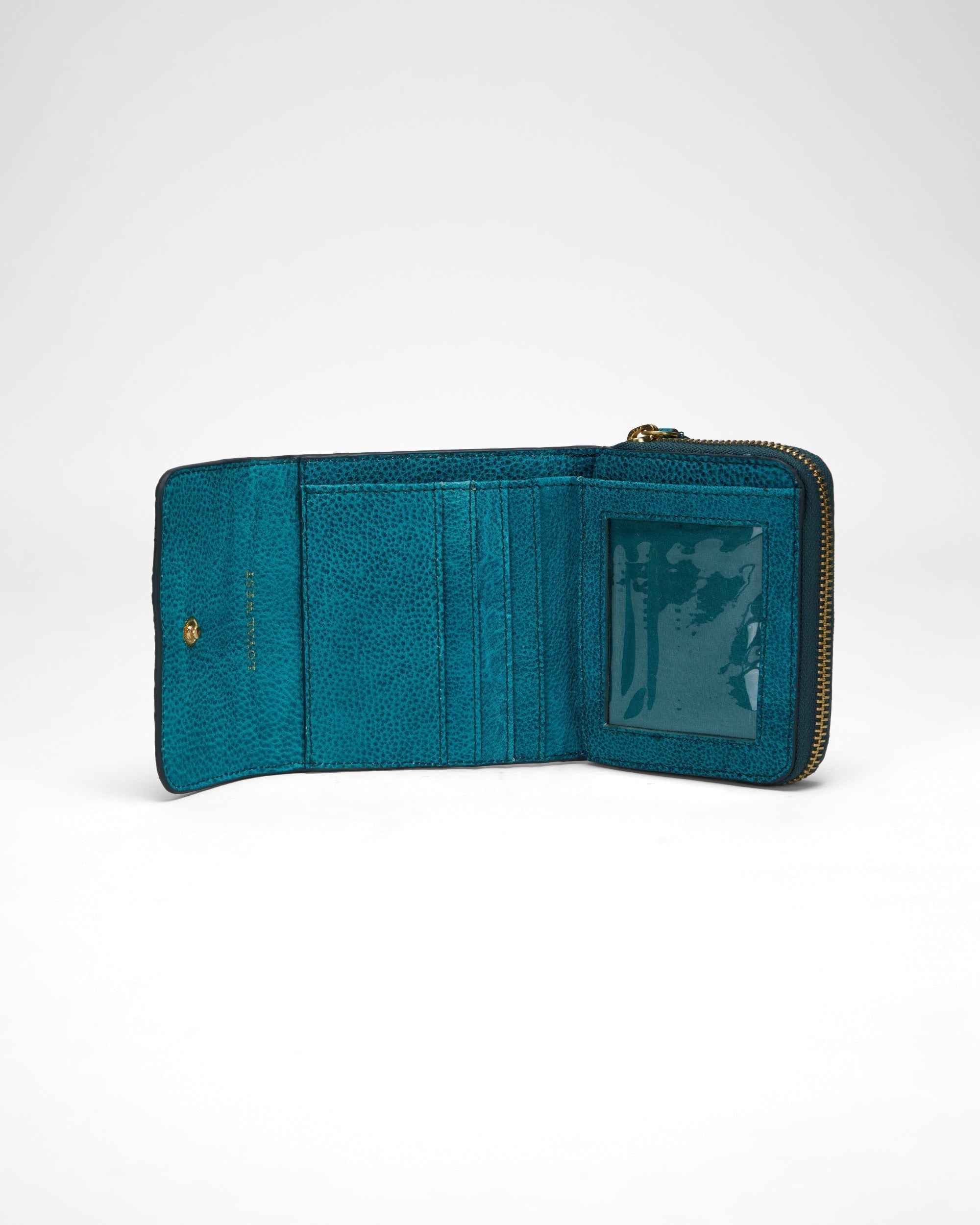 Loyal West Sophia Card Holder In Hand Finished Embossed Leather -  Turquoise