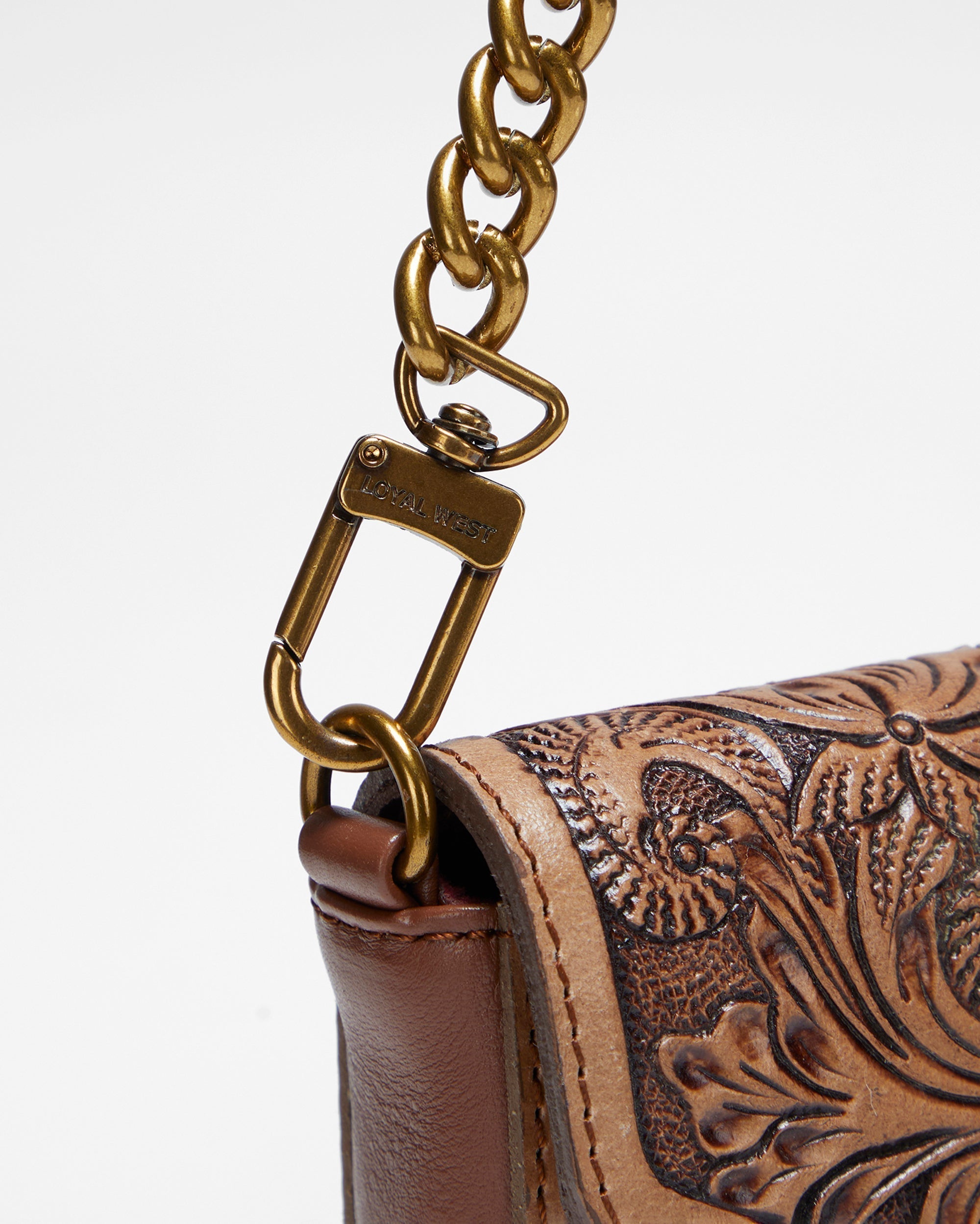 Loyal West The On The Go Mini Chain Bag- In Handtooled Leather