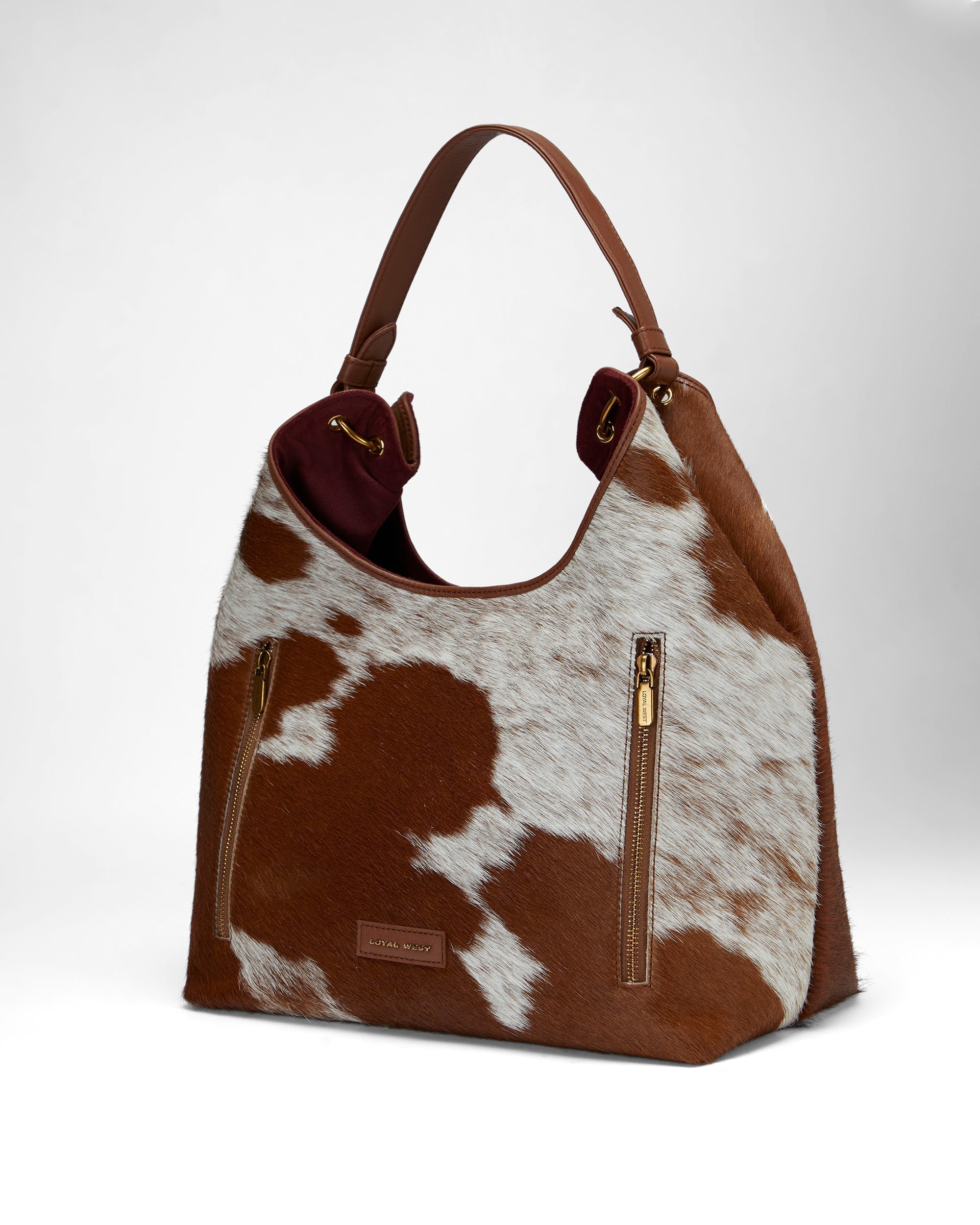 Loyal West Large Purse - In Brown & White Cowhide & Calfskin