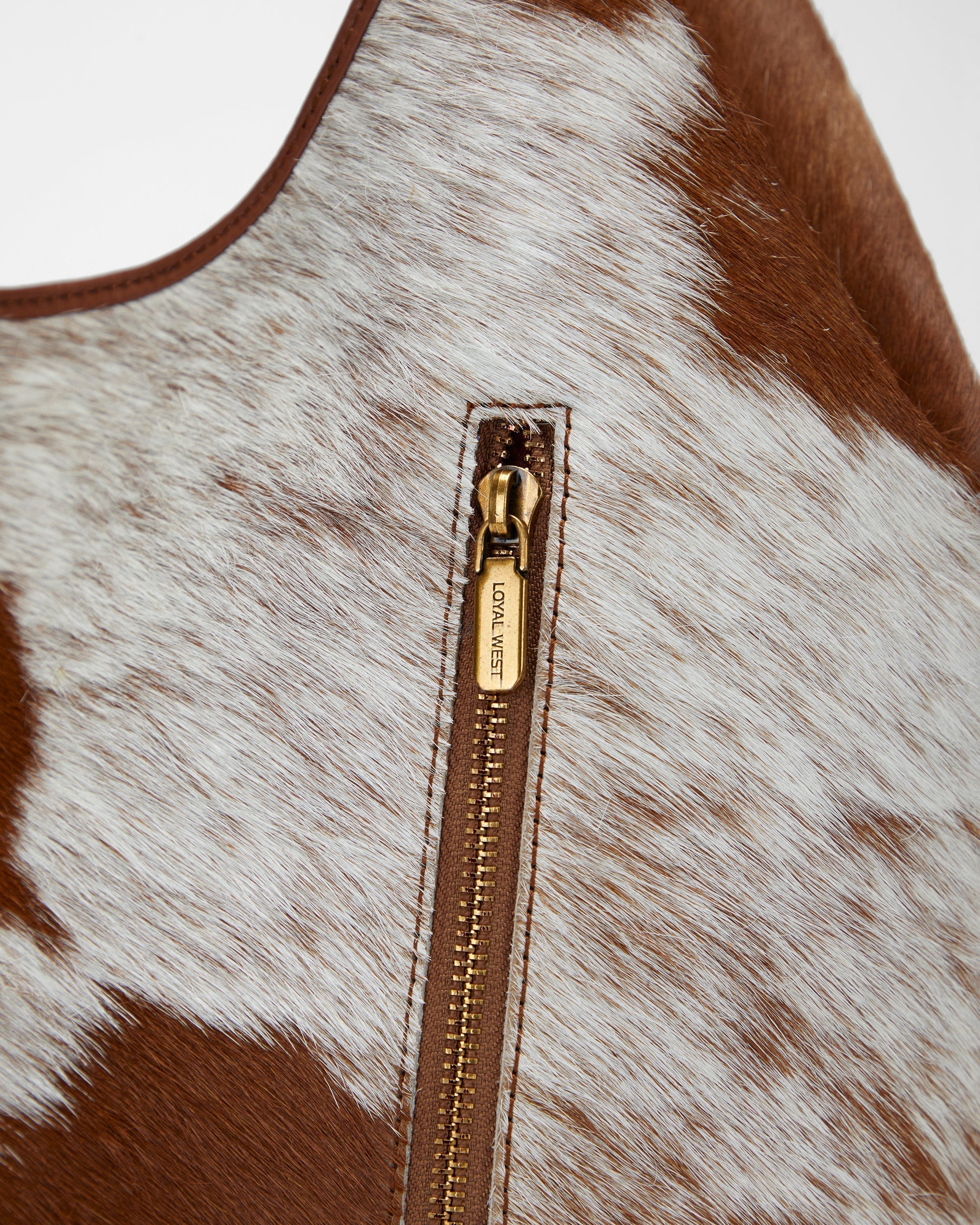 Loyal West Large Purse - In Brown & White Cowhide & Calfskin