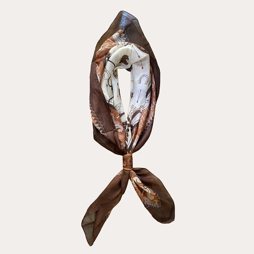 Daylight'S Ballet Silk Scarves With Handtooled Leather Slider - Bone & Saddle