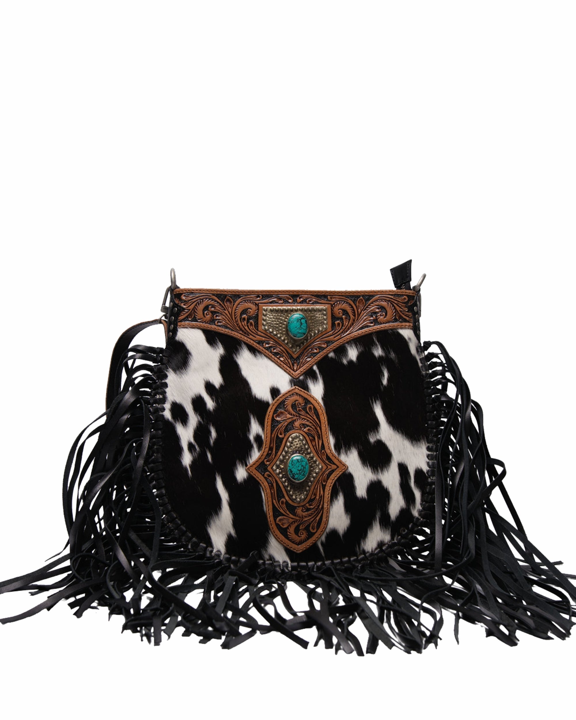 Loyal West Mojave Tassle Bag - Black & White Cowhide
