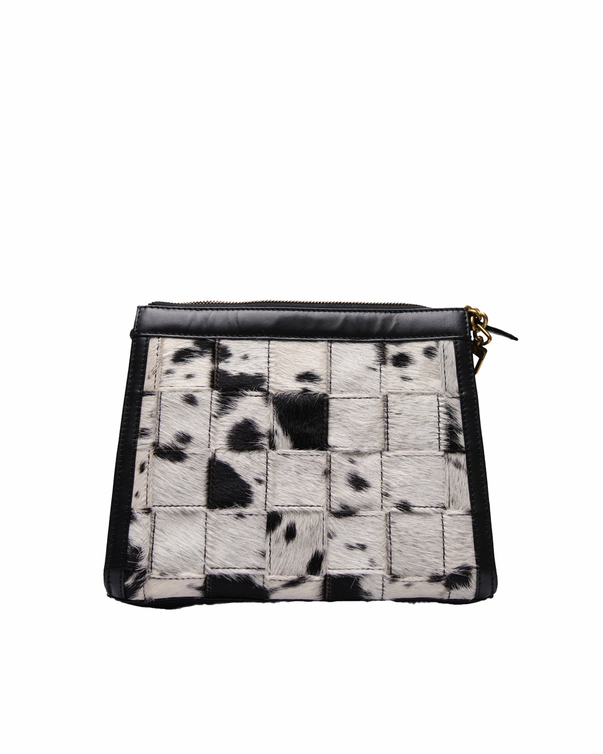 LOYAL WEST SCRAPPY MEDIUM CHAIN BAG IN COWHIDE AND BLACK CALFSKIN