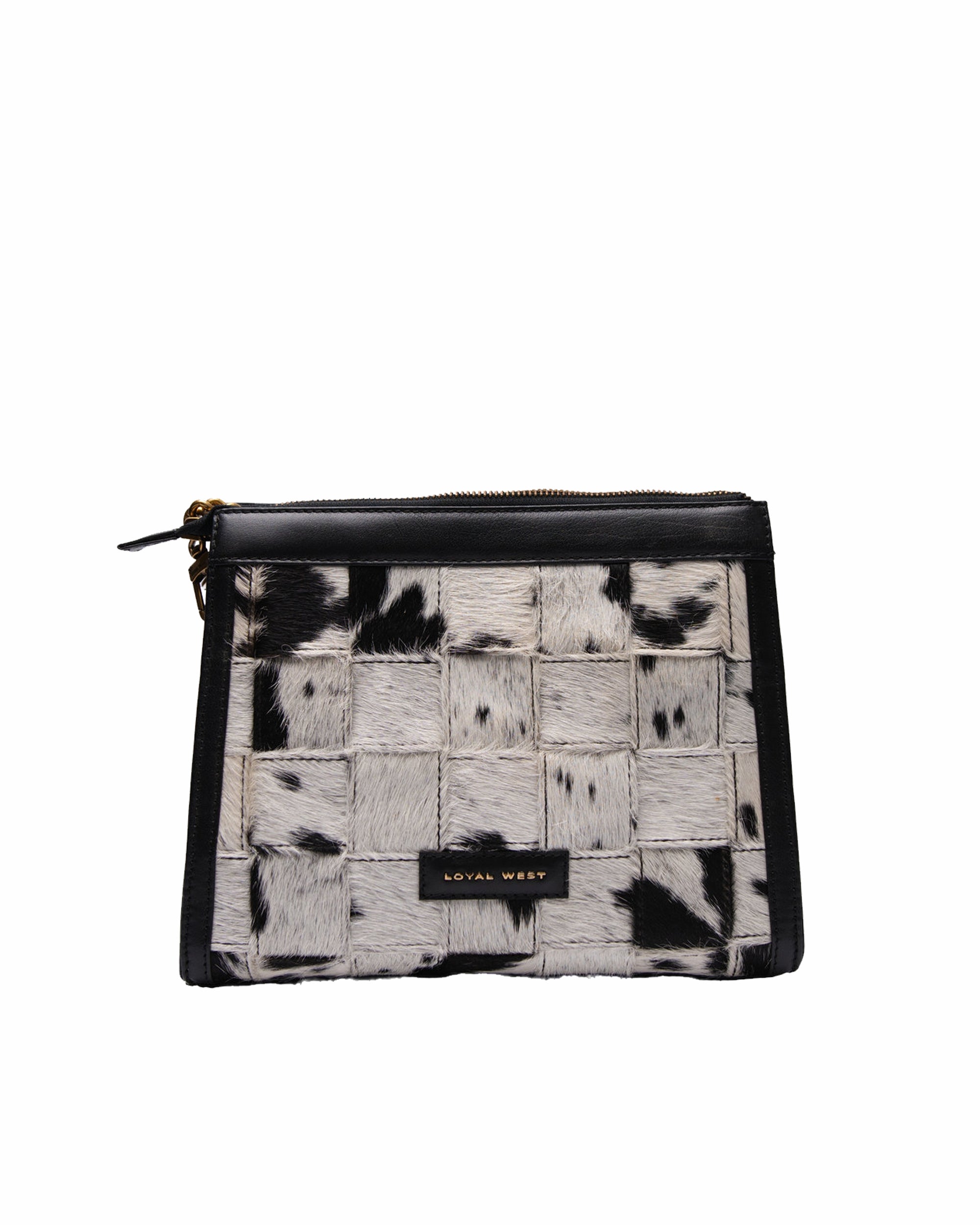 LOYAL WEST SCRAPPY MEDIUM CHAIN BAG IN COWHIDE AND BLACK CALFSKIN
