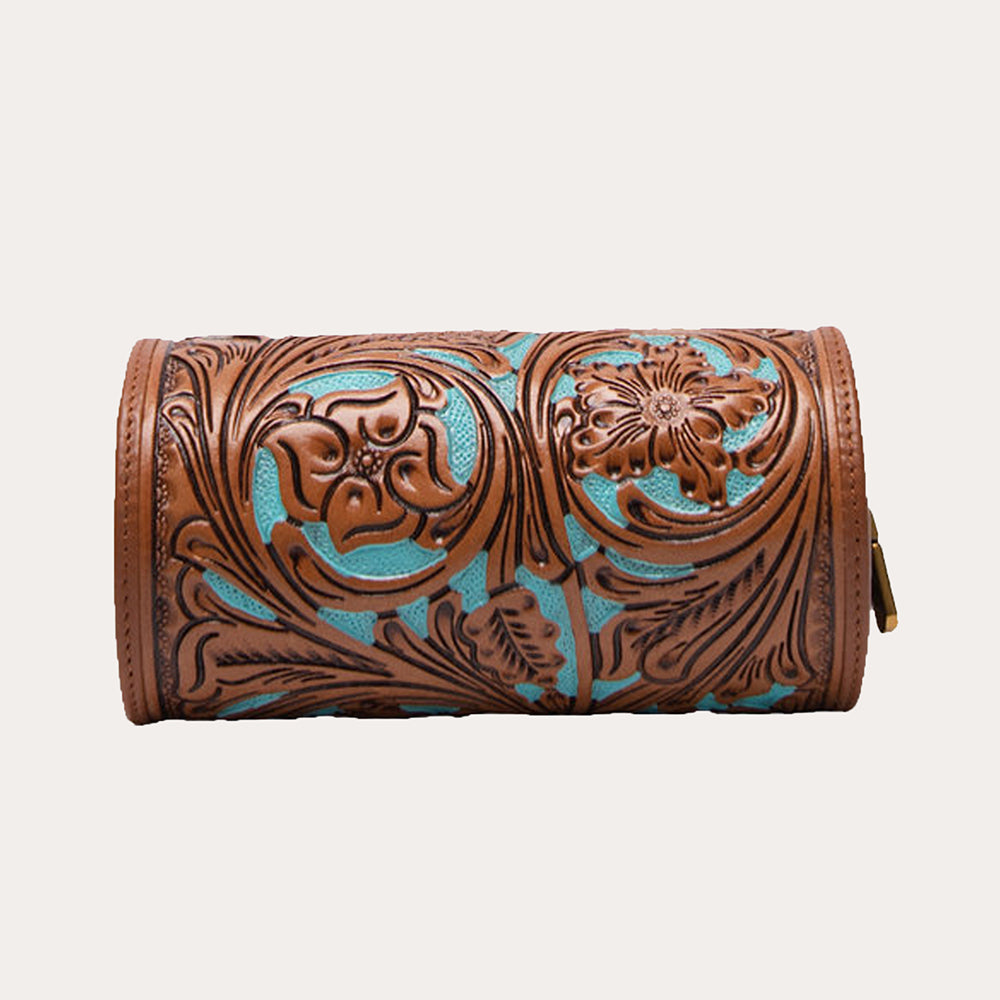 Canyon Jewellery Case Handtooled Leather - Whiskey & Water