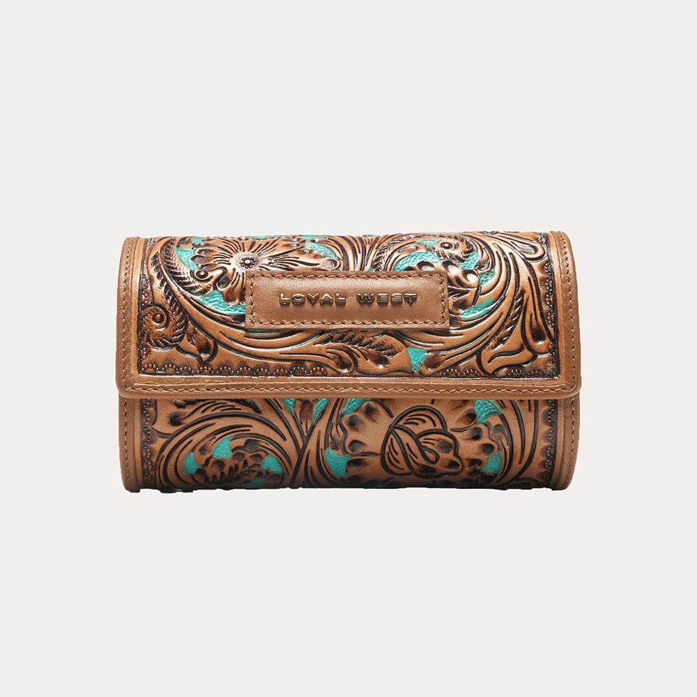 Canyon Jewellery Case Handtooled Leather - Whiskey & Water