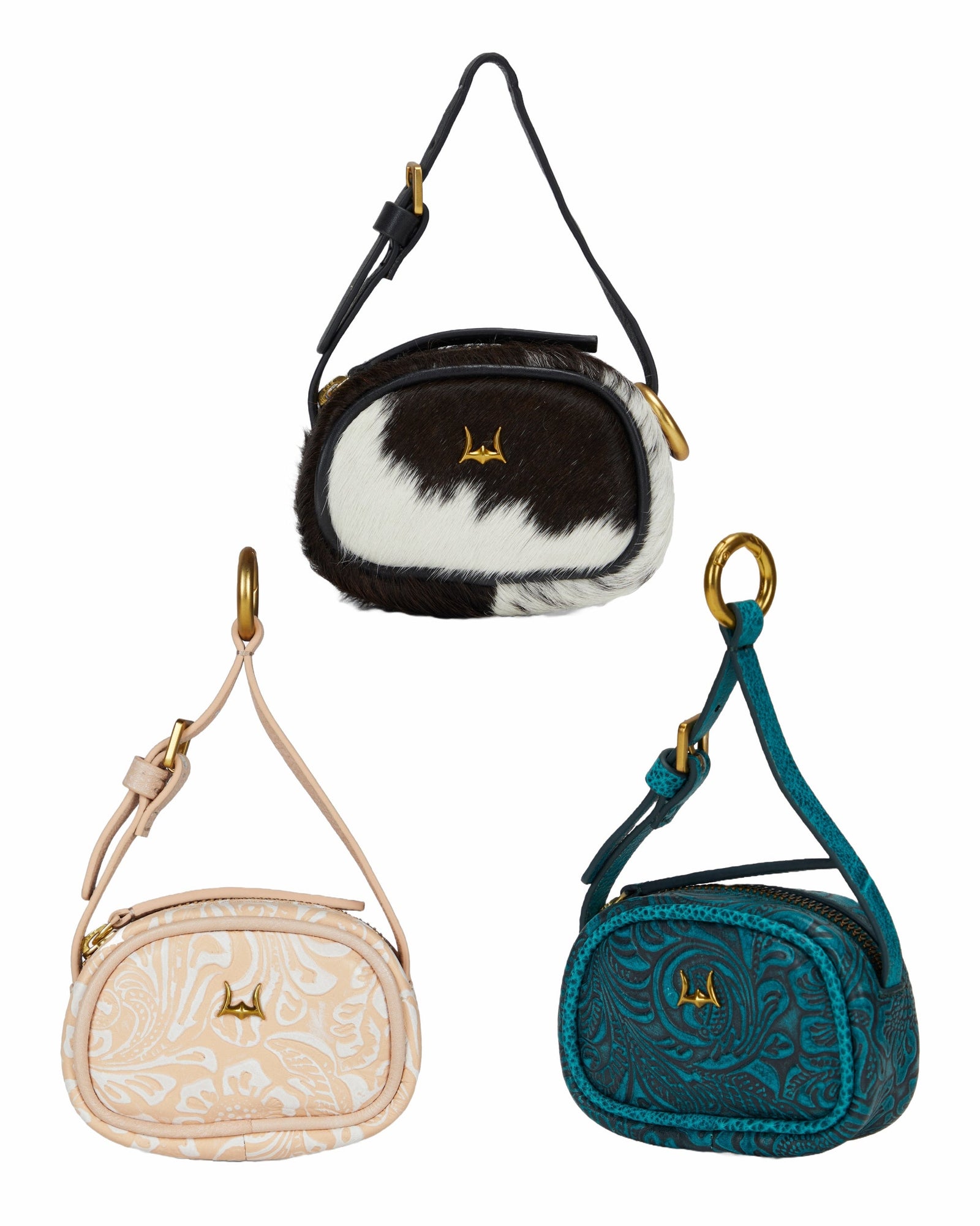 Loyal West Sophia Micro Bag Charm In Black & White Cowhide