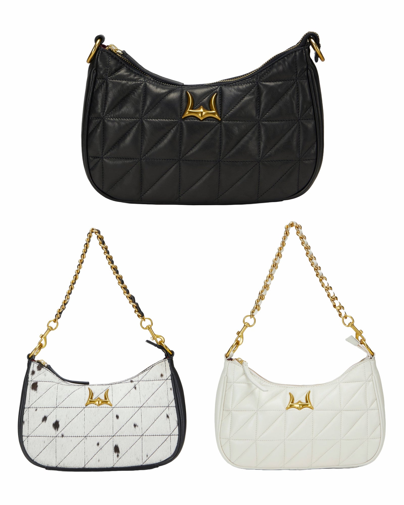 Loyal West Joe Quilted Nappa Leather Bag - Black & White Cowhide
