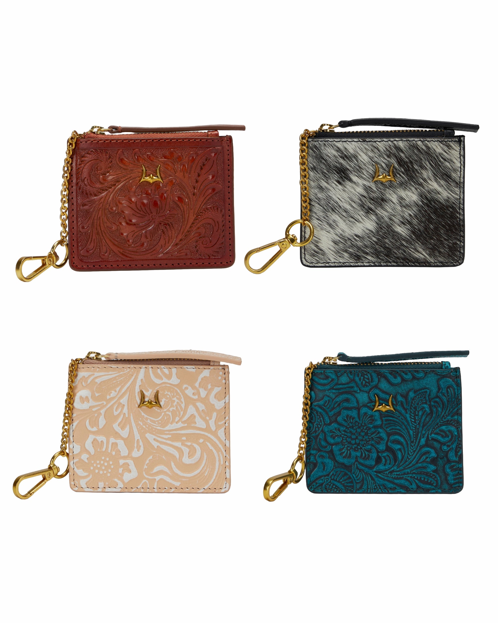 Loyal West Sophia Credit Card Holder In Hand Finished Embossed Leather -  Turquoise