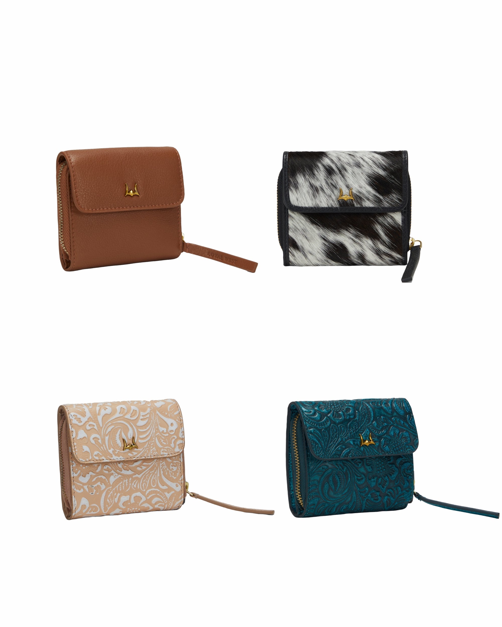 Loyal West Sophia Card Holder In Hand Finished Embossed Leather -  Turquoise