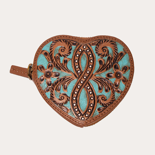 Cupid Coin Pouch Handtooled Leather - Whiskey & Water