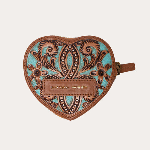 Cupid Coin Pouch Handtooled Leather - Whiskey & Water