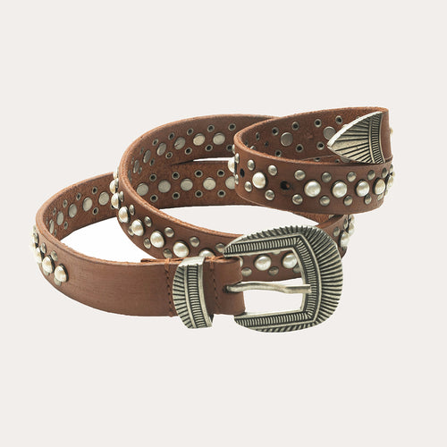 Midnight Ranger Leather Belt In Calfskin - Saddle Brown