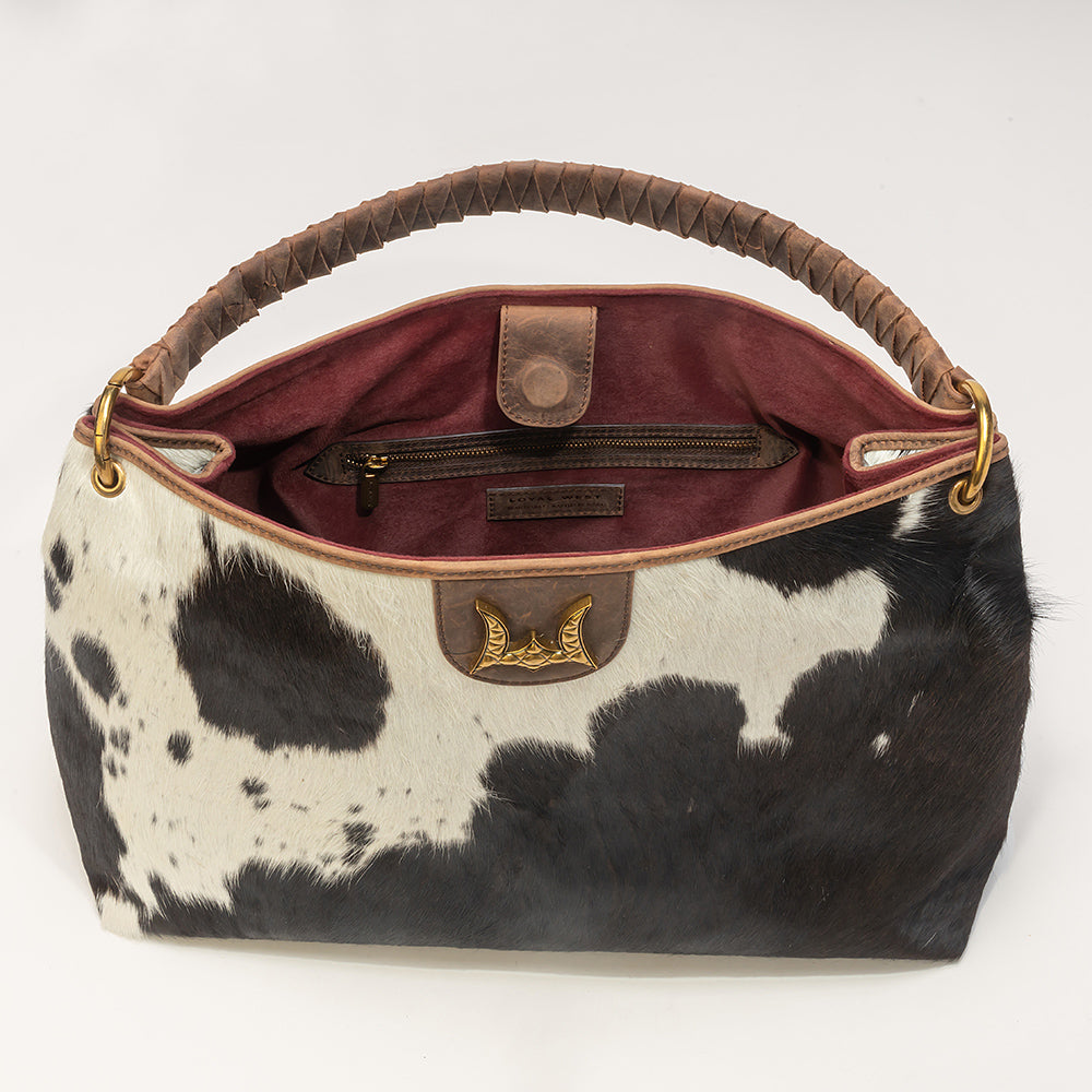 Lw Large Hobo Bag In Black & White Cowhide