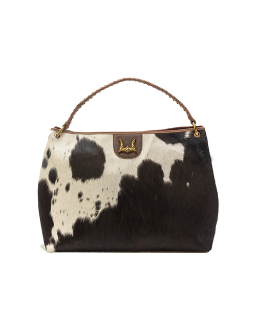 Lw Large Hobo Bag In Black & White Cowhide
