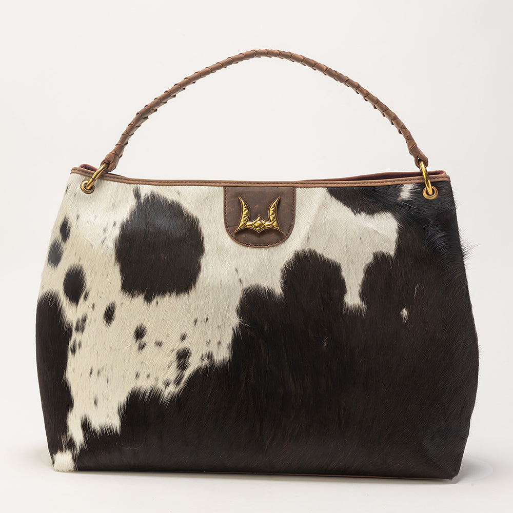 Lw Large Hobo Bag In Black & White Cowhide