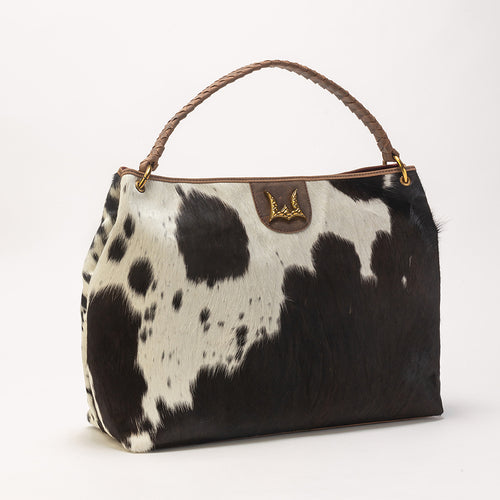 Lw Large Hobo Bag In Black & White Cowhide