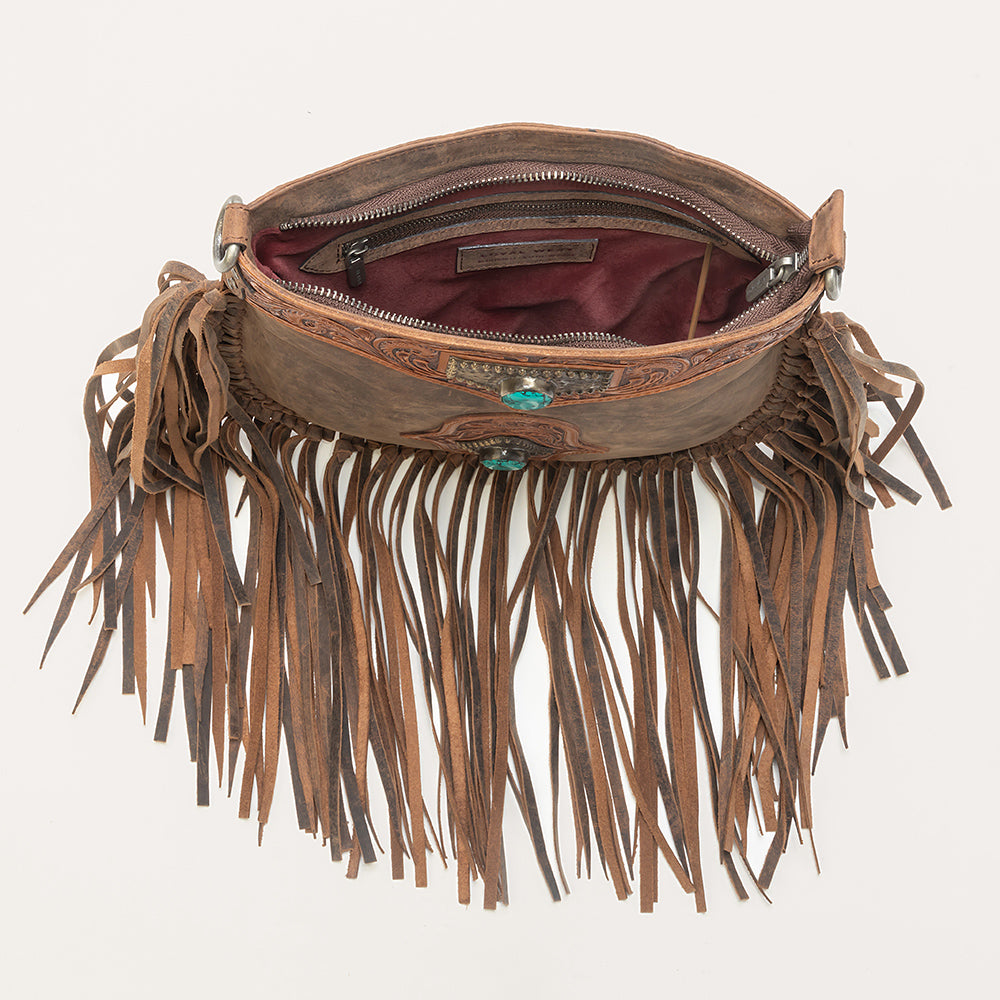Mojave Tassle Bag In Brunette Leather
