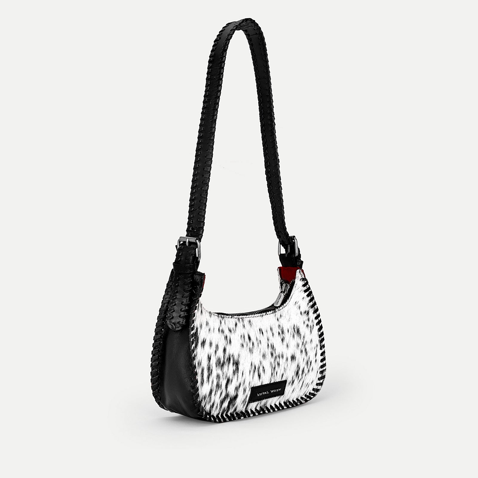 Dannia Medium Purse In Black & White Cowhide