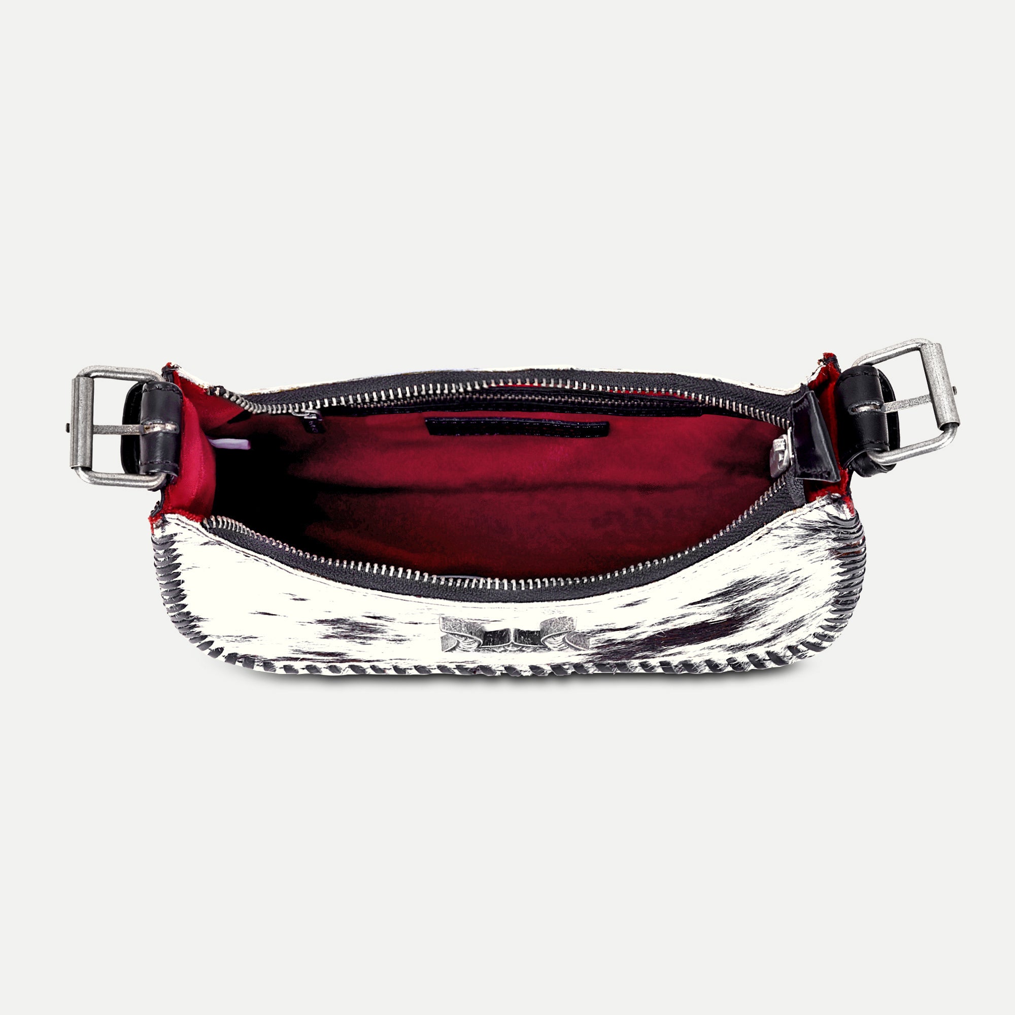 Dannia Medium Purse In Black & White Cowhide
