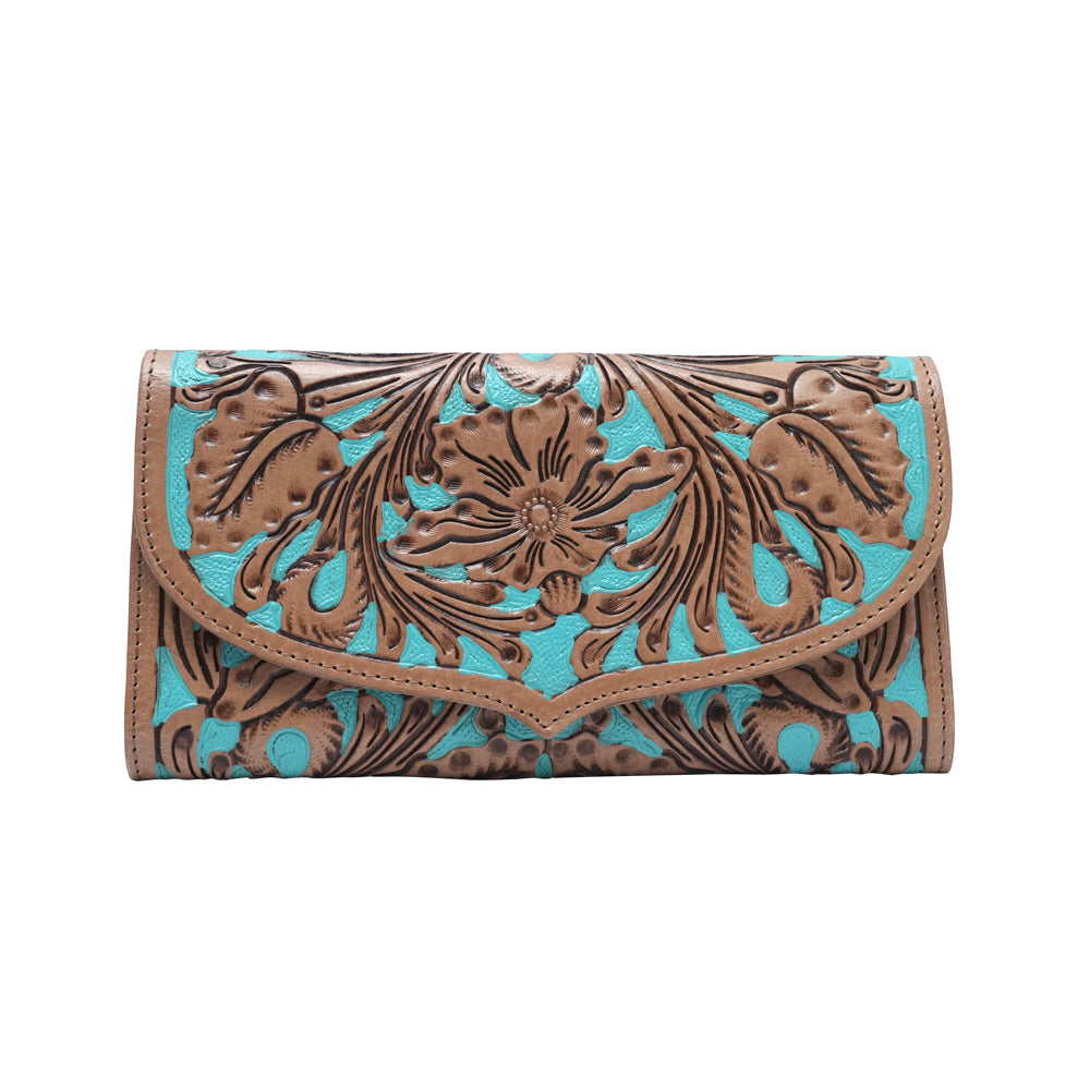 HANDTOOLED GLORIANA WALLET – WHISKEY & WATER