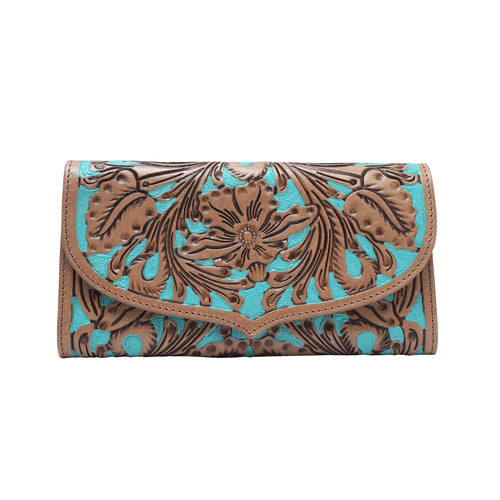 HANDTOOLED GLORIANA WALLET – WHISKEY & WATER