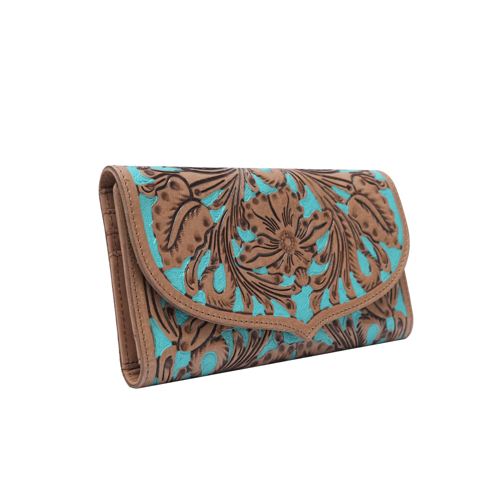 HANDTOOLED GLORIANA WALLET – WHISKEY & WATER