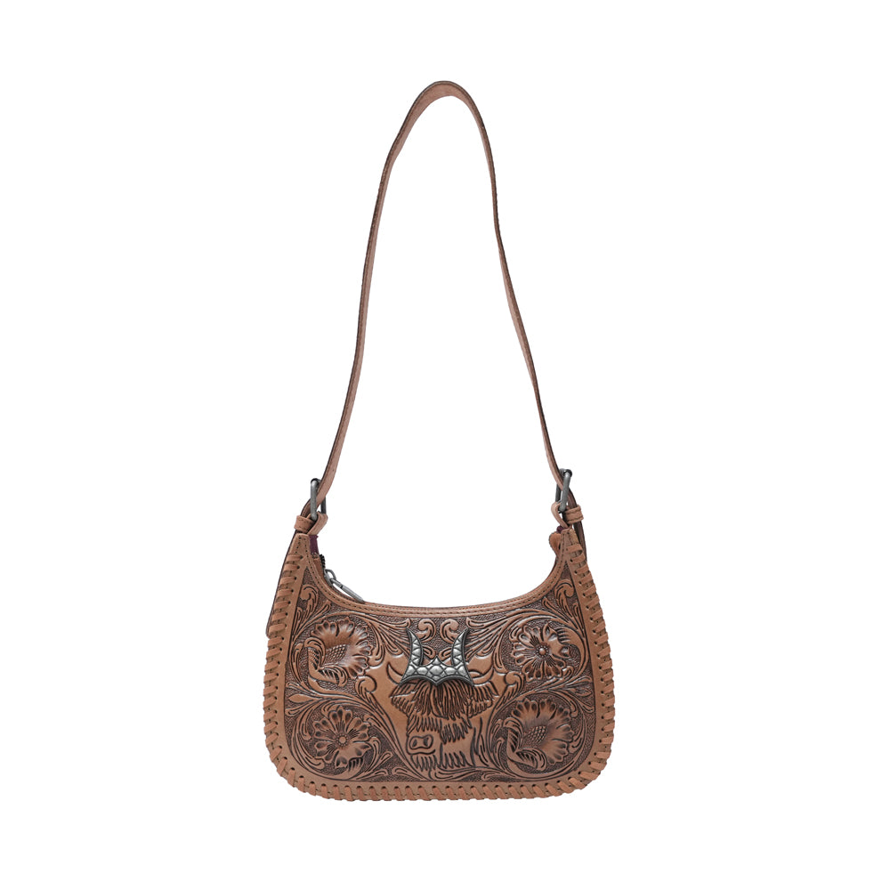 HANDTOOLED DANNIA MEDIUM PURSE – CATTLE
