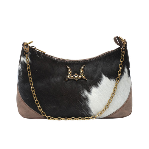 MONTANA MEDIUM SHOULDER BAG - BLACK & WHITE COWHIDE