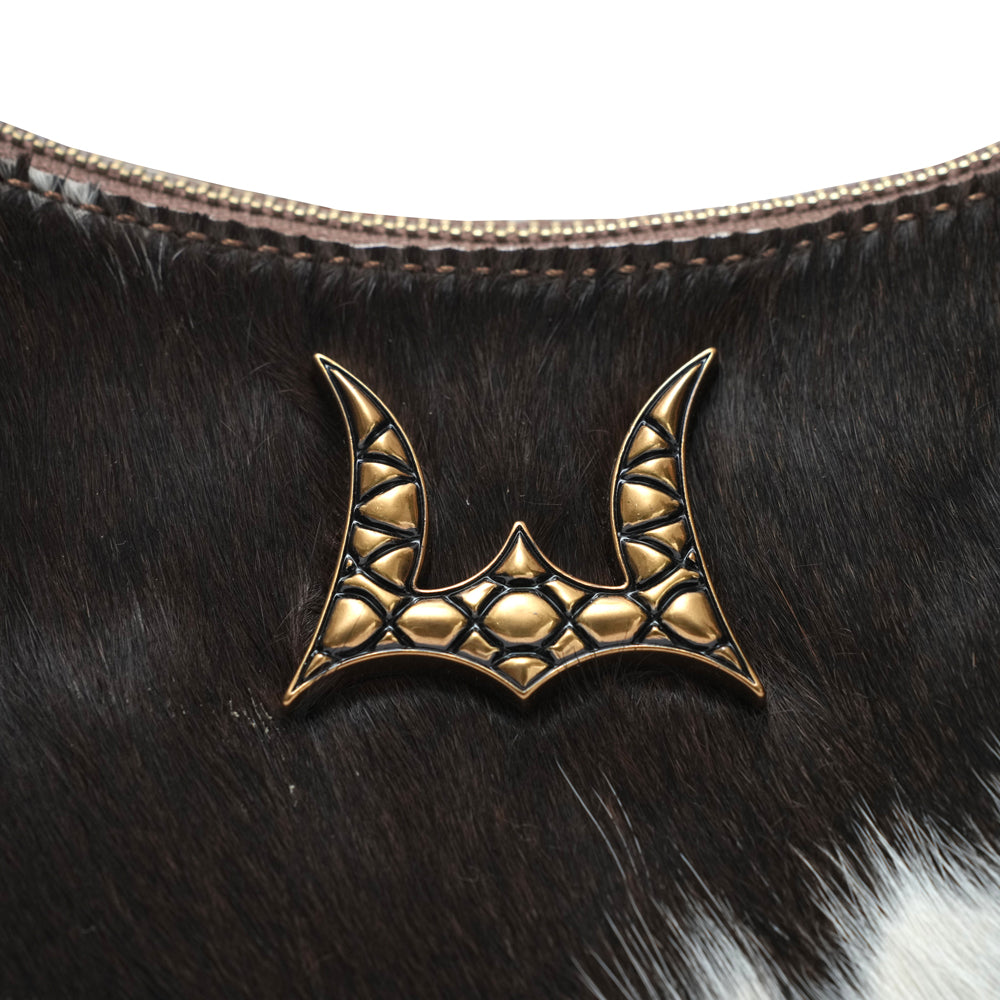 MONTANA MEDIUM SHOULDER BAG - BLACK & WHITE COWHIDE