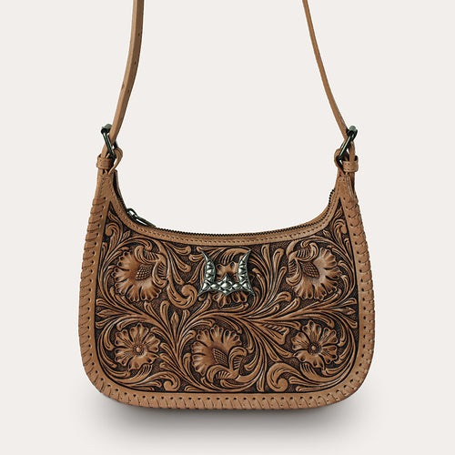 Handtooled Dannia Large Purse - Saddle Brown