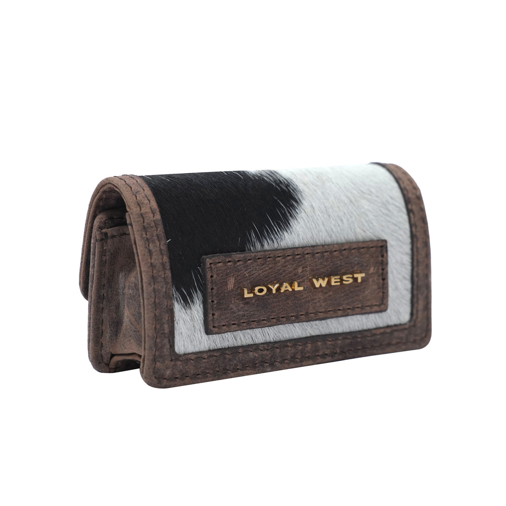 CATTLE LIPSTICK CASE - BLACK & WHITE COWHIDE