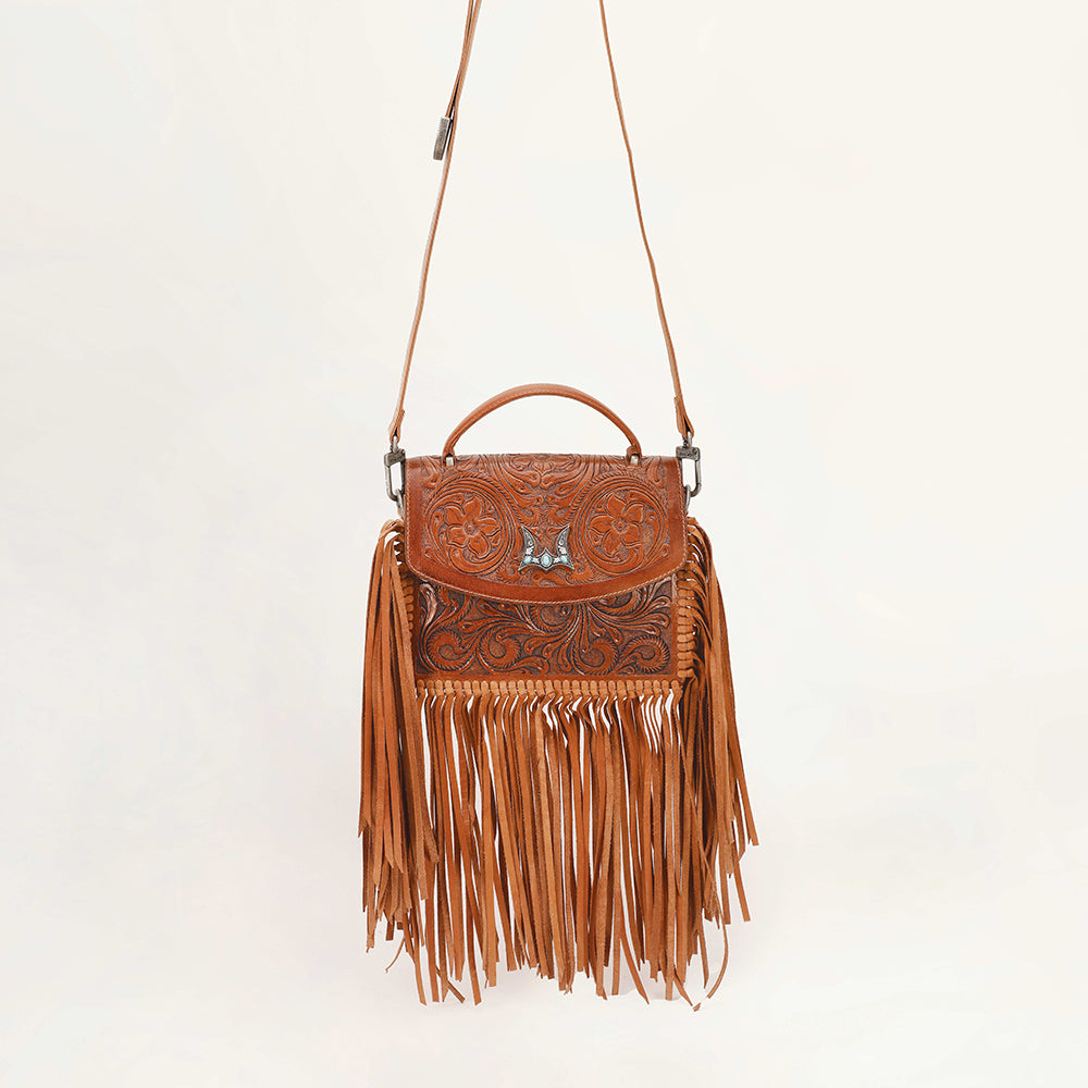 Loyal West Classic Flap Medium Tassle Bag Floria Handtooled